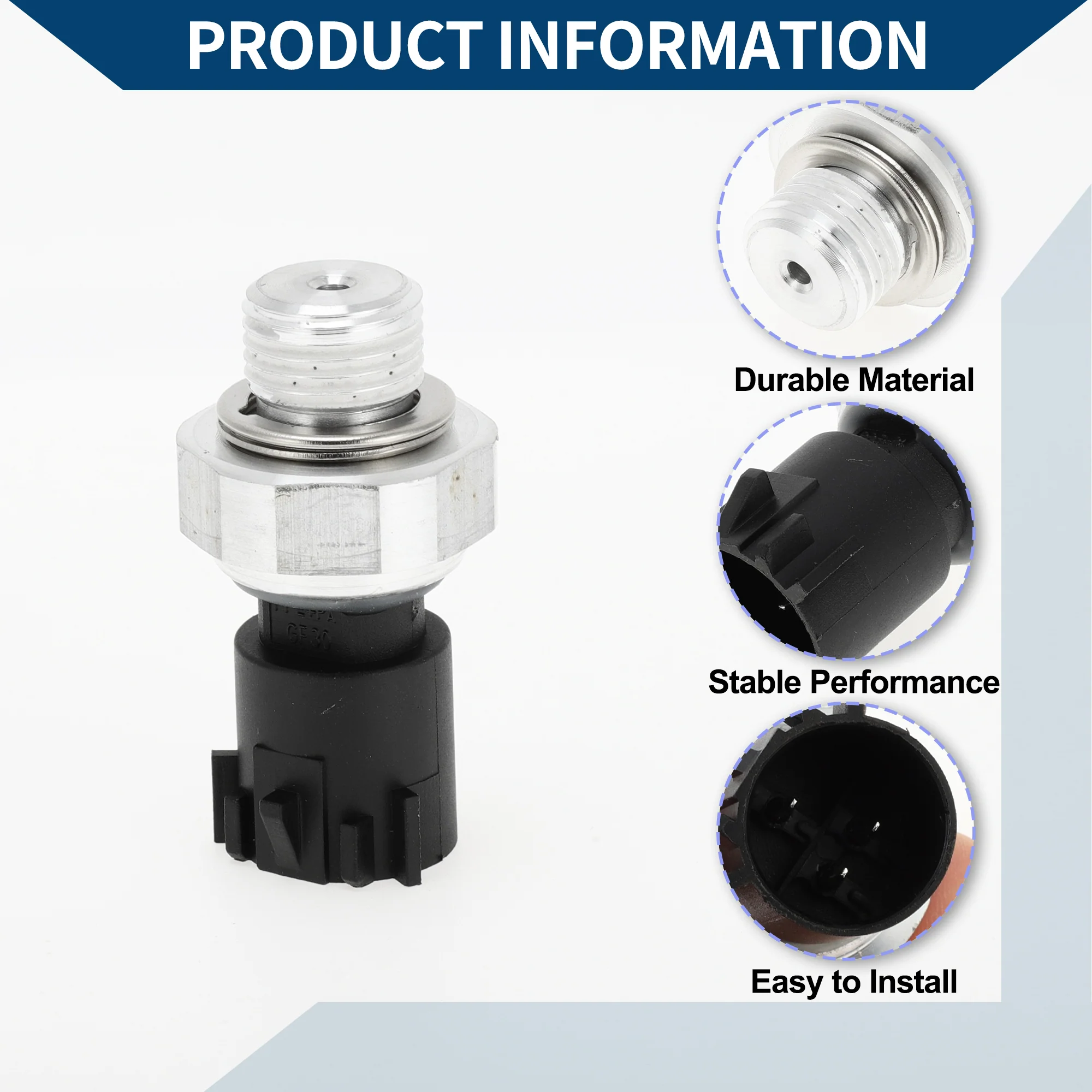 No.12673134 Engine Oil Pressure Sensor Switch for Buick Models 2009 / Durable Metal / 1 Pc Black Silver Tone - Image 3