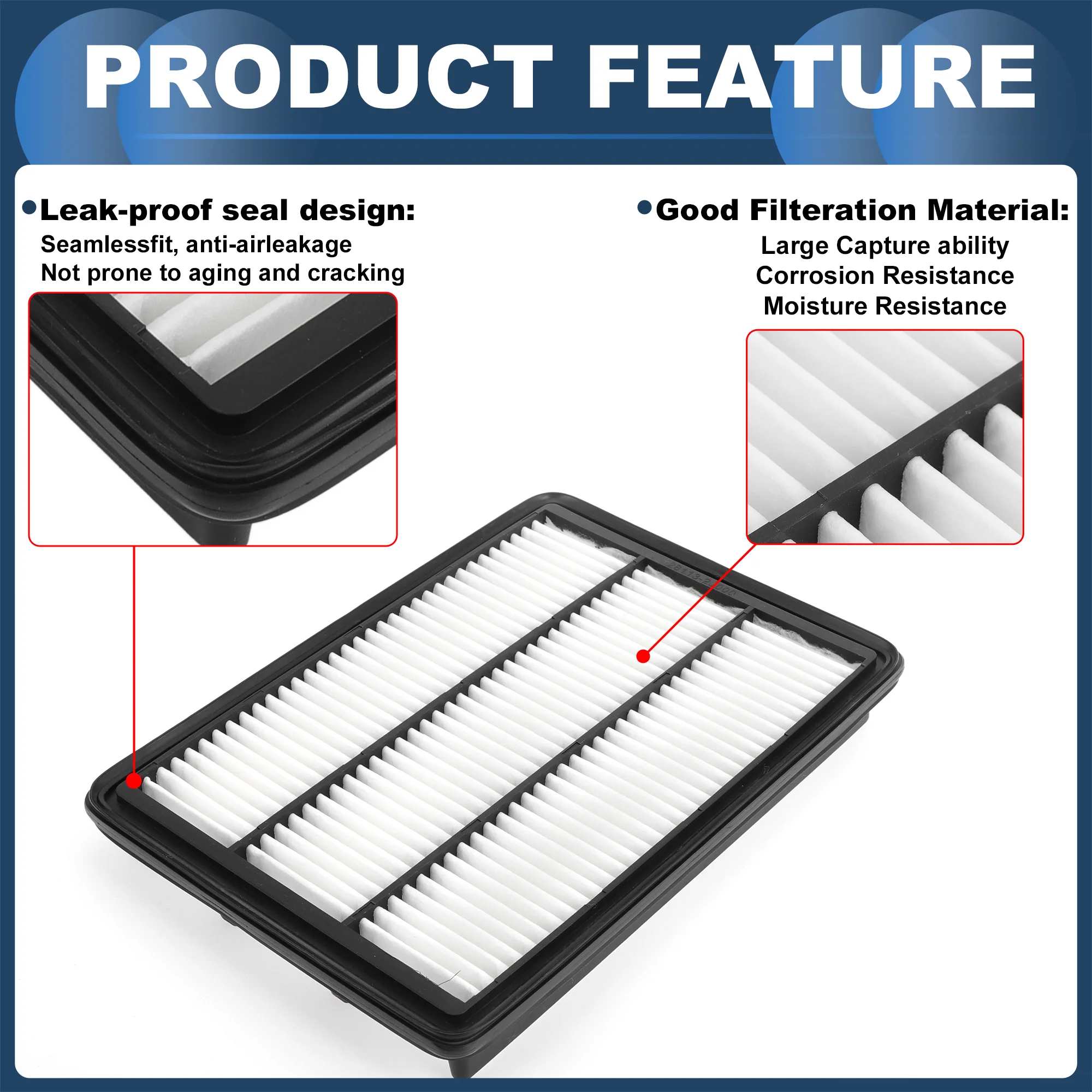 Engine Air Filter Engine Air Filter No.281132J000 for Kia Borrego 3.8L 4.6L 2009 Long Life - Image 5