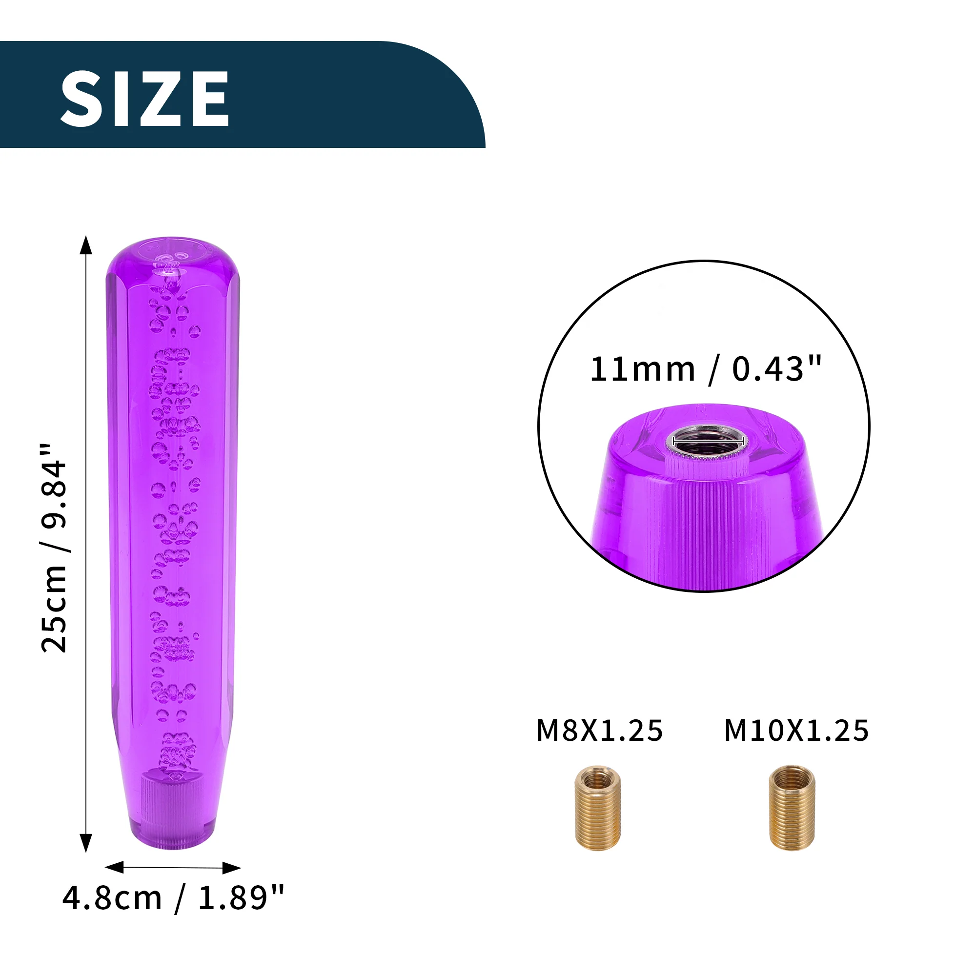 25cm Octagonal Crystal Automatic and Manual Shift Knob W/ 2 Adapter Purple 1 Set - Image 6