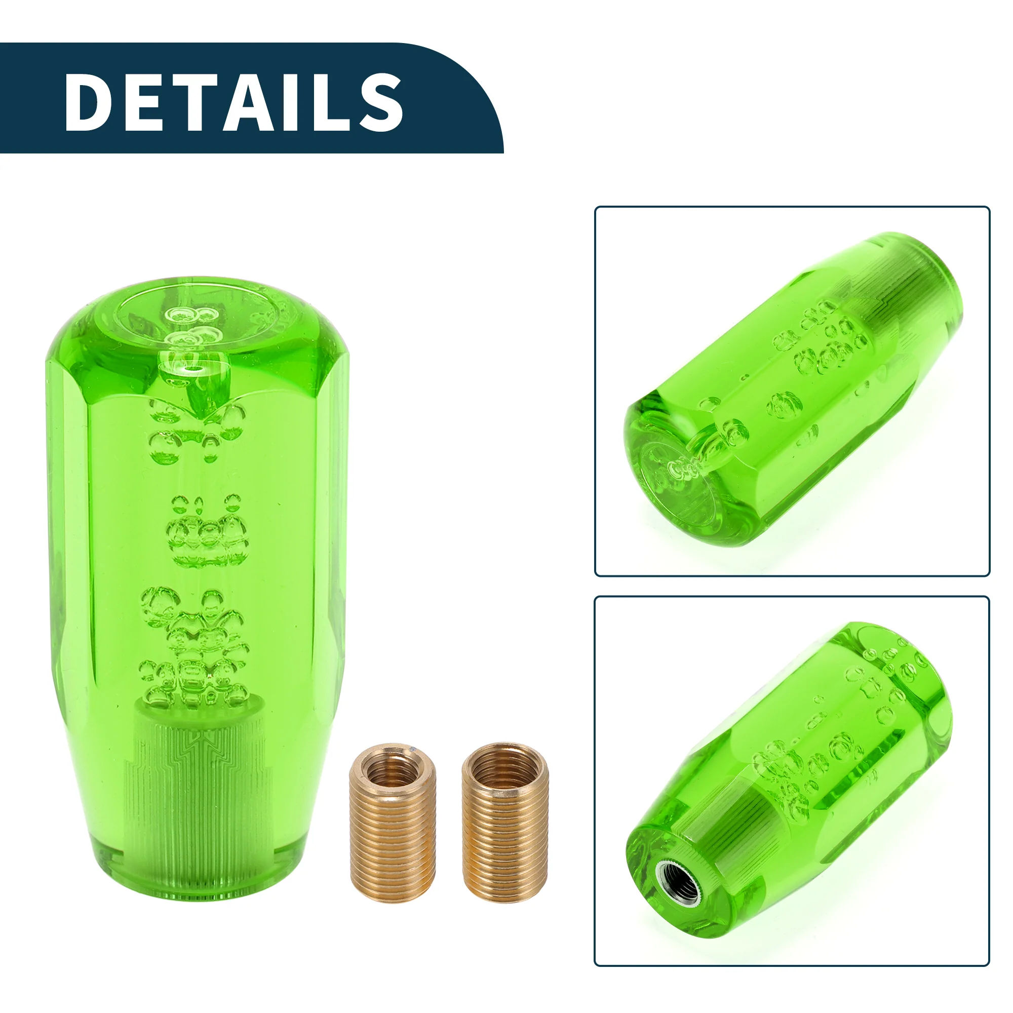 10cm Octagonal Crystal Automatic and Manual Shift Knob W/ 2 Adapter Green 1 Set - Image 5