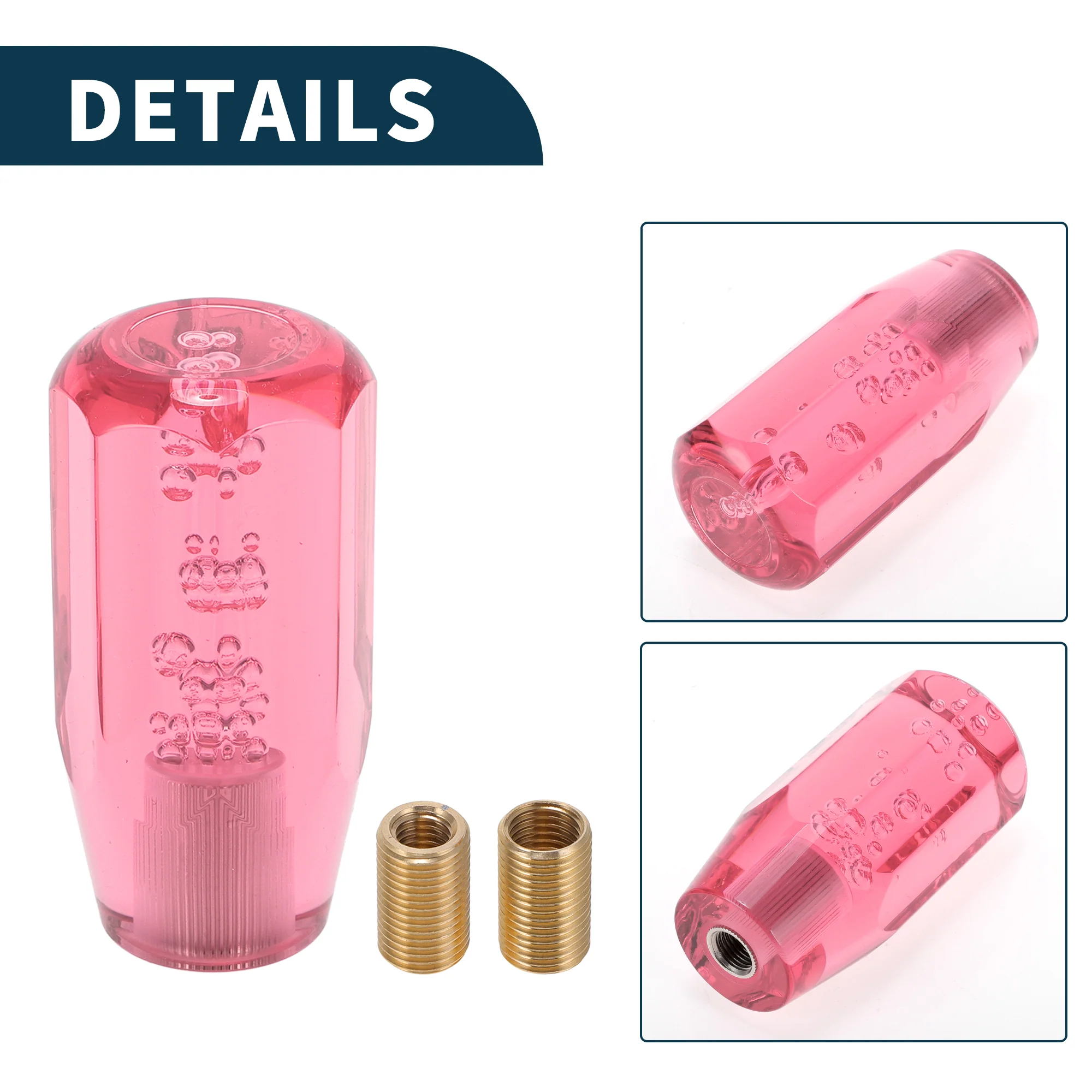 10cm Octagonal Crystal Automatic and Manual Shift Knob with 2 Adapter Pink 1 Set - Image 5