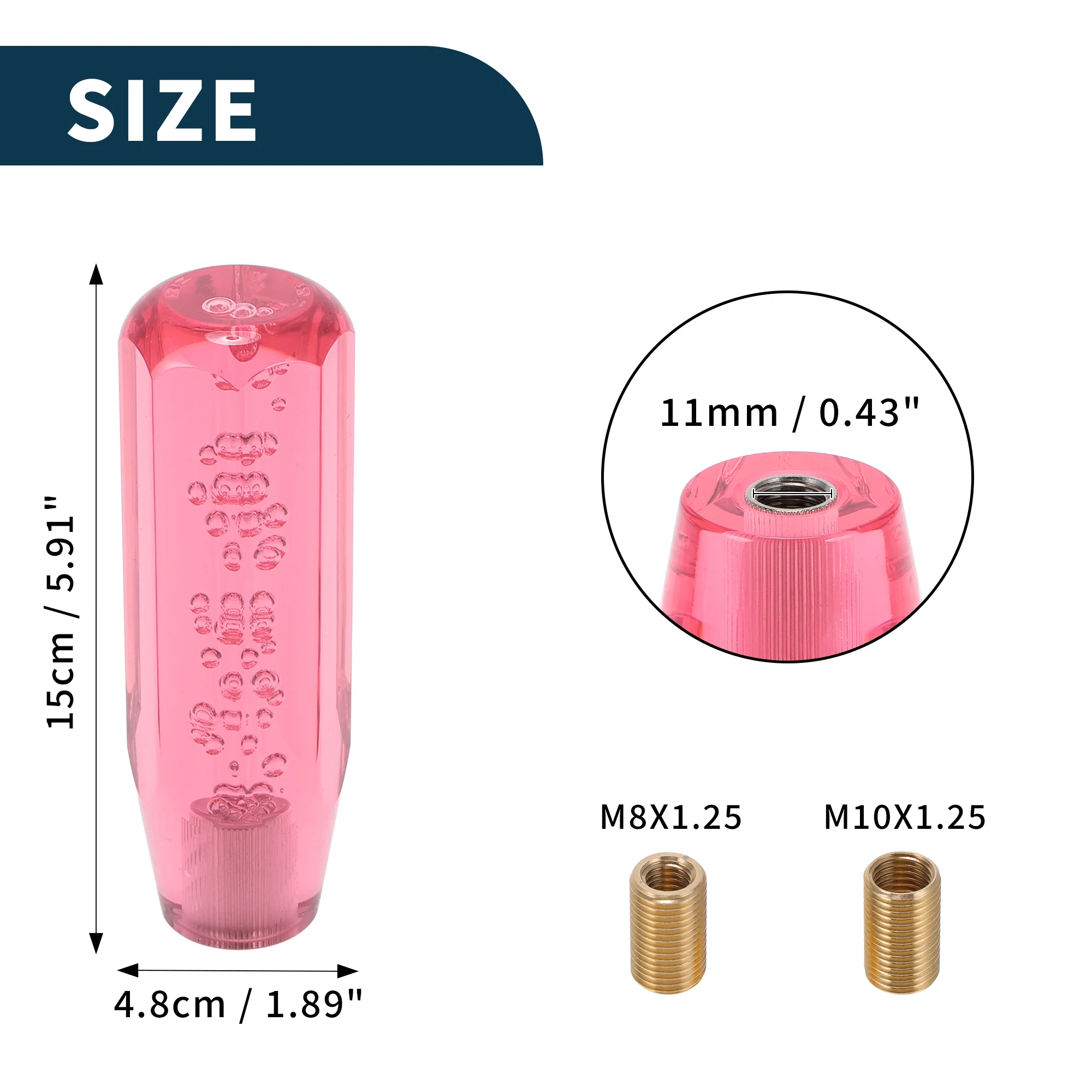 15cm Octagonal Crystal Automatic and Manual Shift Knob with 2 Adapter Pink 1 Set - Image 6
