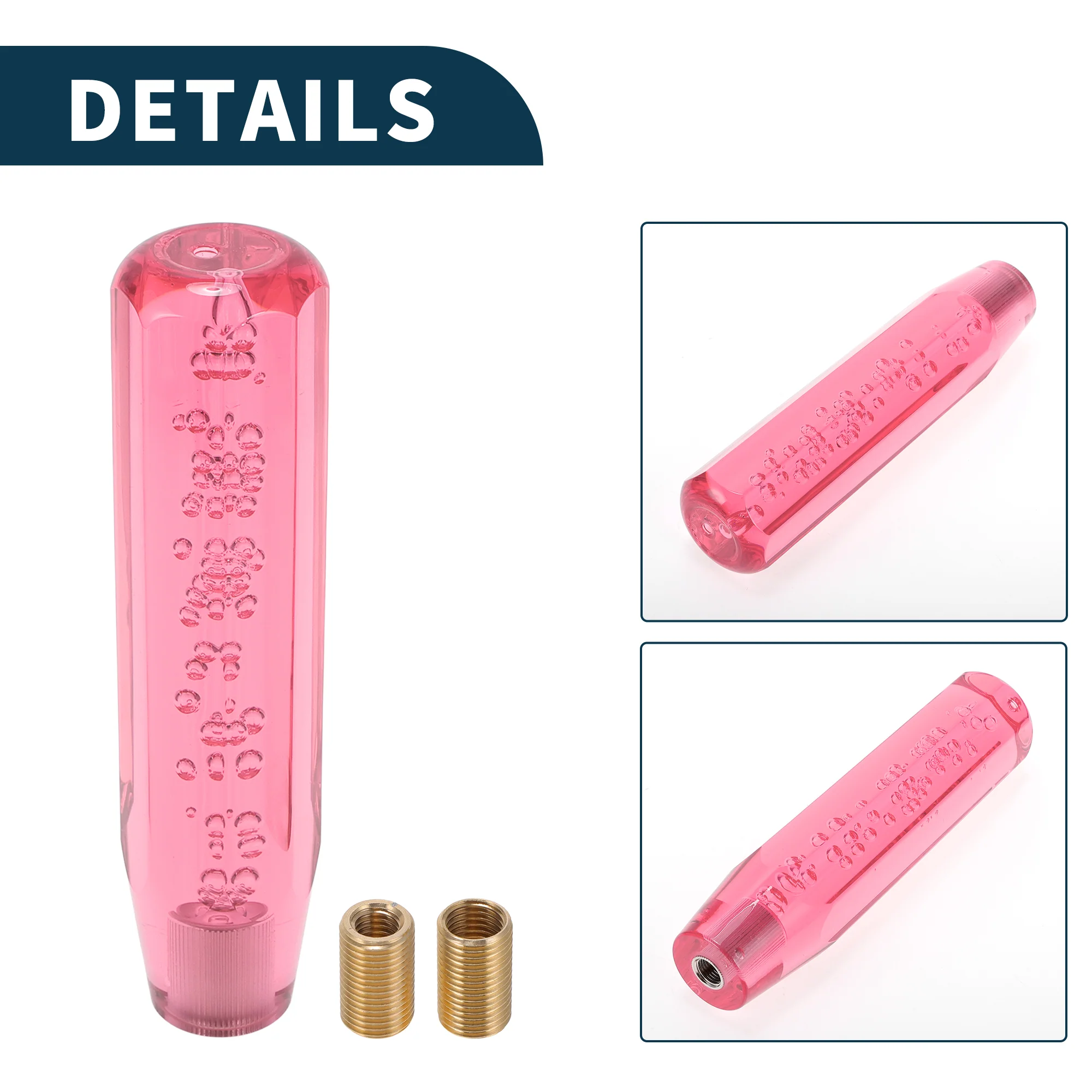 20cm Octagonal Crystal Automatic and Manual Shift Knob with 2 Adapter Pink 1 Set - Image 5