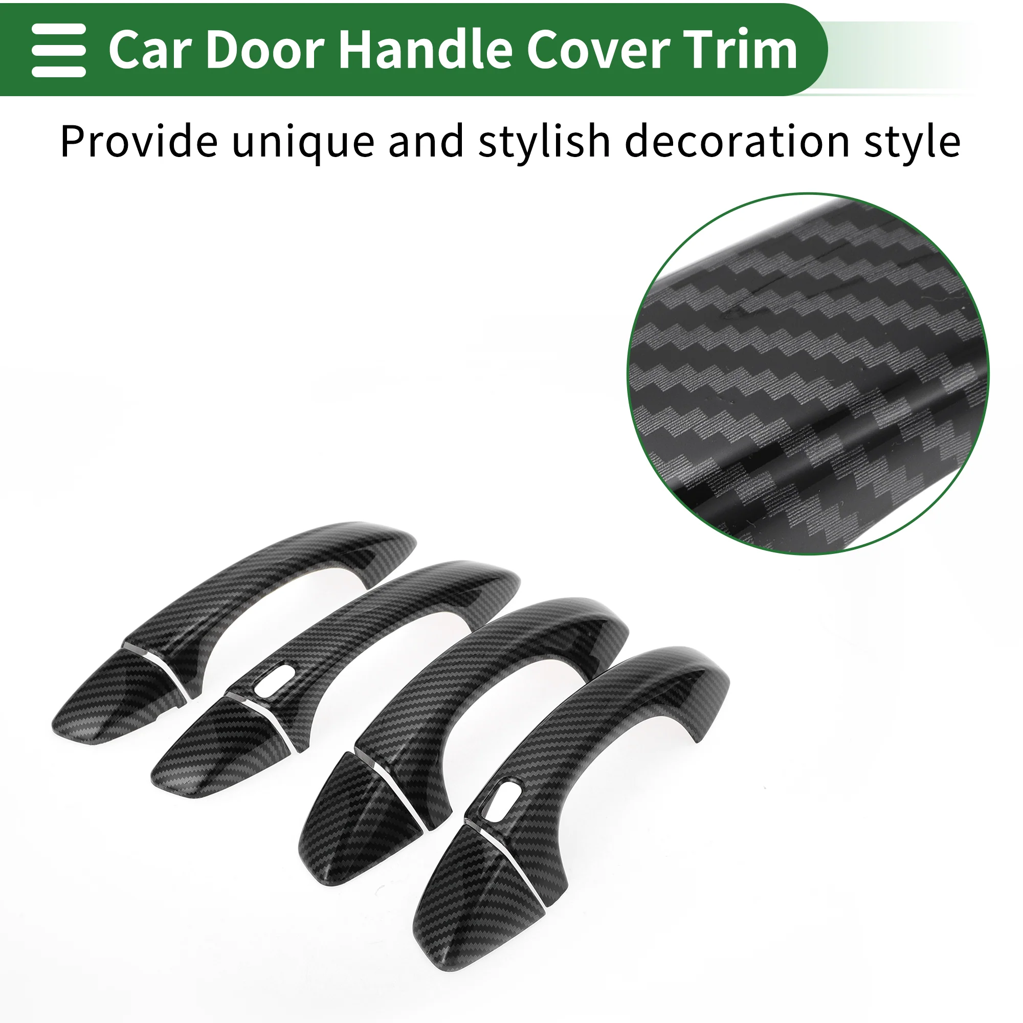 Smart Car Door Handle Cover Trim for VW Golf 2013-2020 Carbon Fiber Black - Image 3