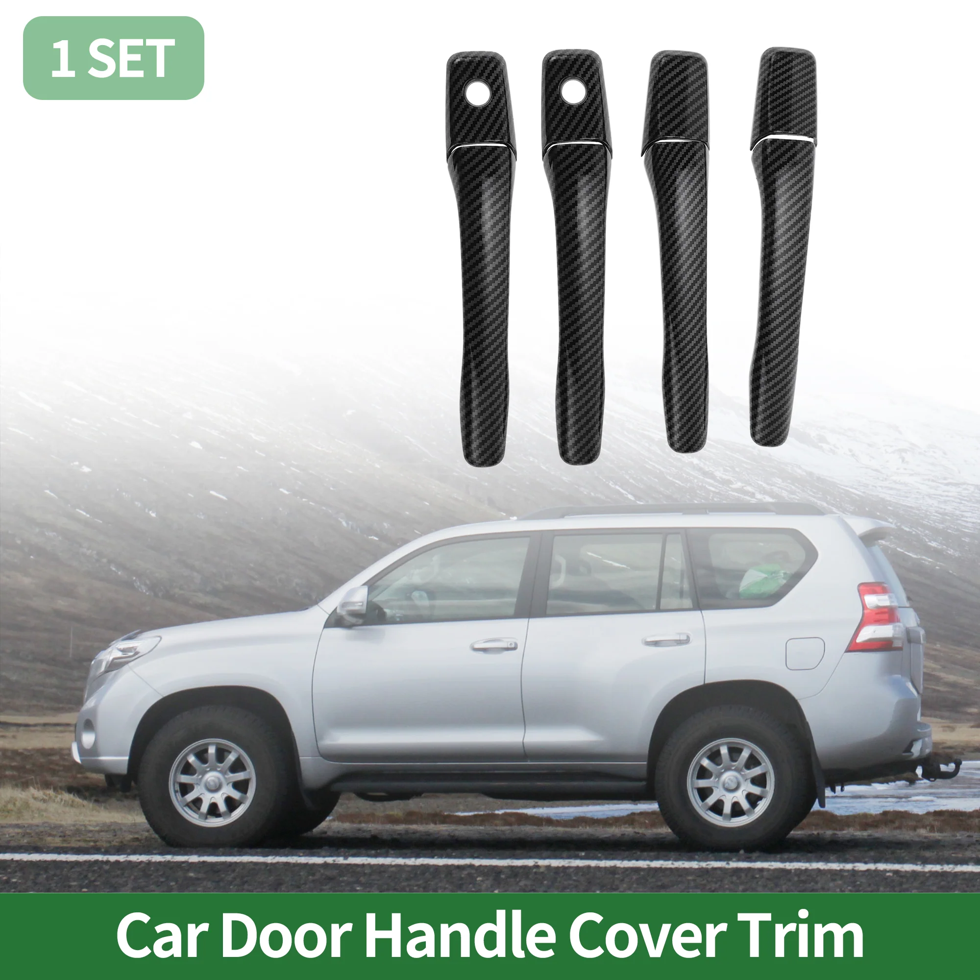 Car Door Handle Cover Trim, Side Door Handle Cover, for Mitsubishi Lancer EVO 2002-2007, ABS Carbon Fiber Black 1 Set - Image 2