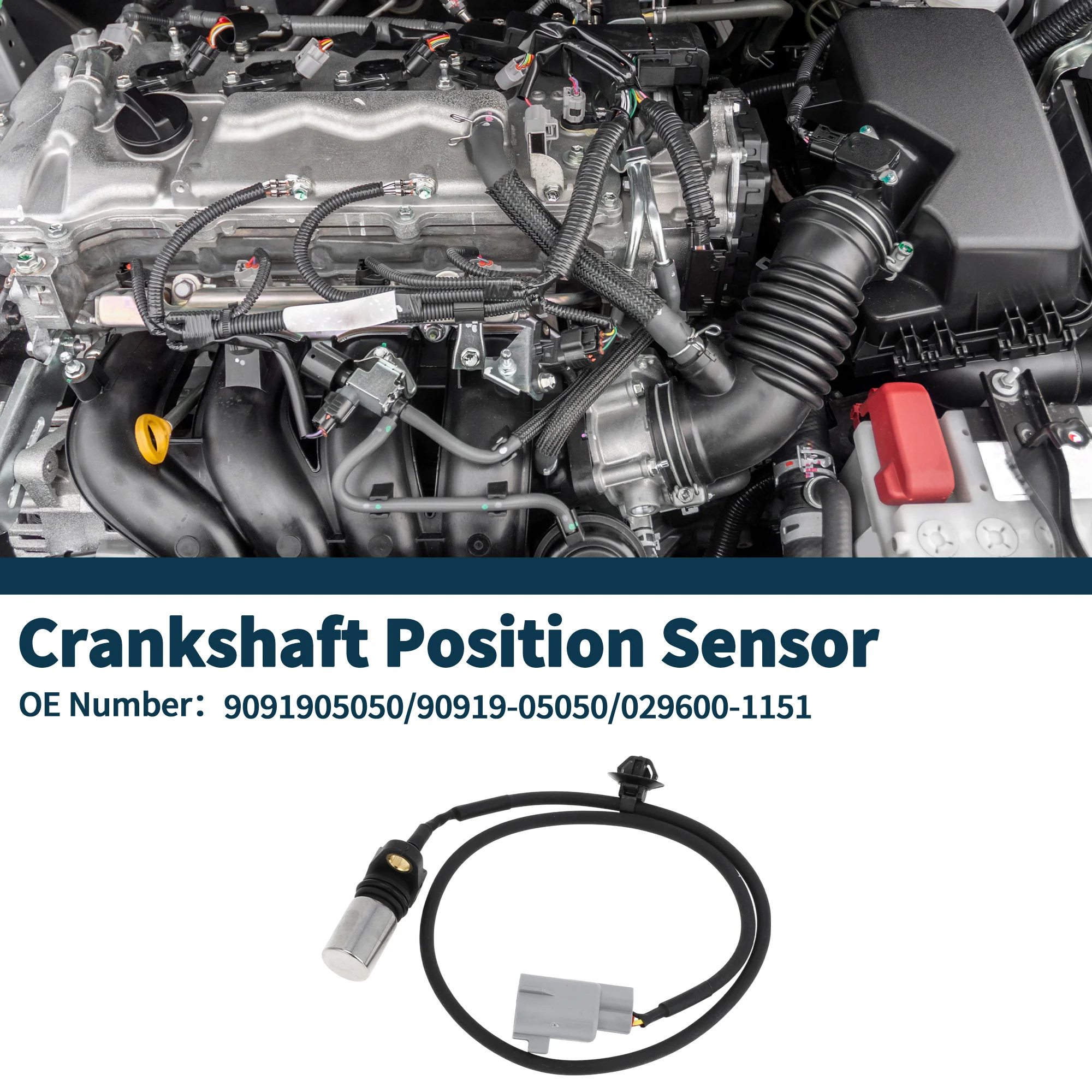 Crankshaft Position Sensor for TOYOTA HILUX 2.5 3.0 Diesel 05-13 Sturdy No.90919-05050 Engine Crank CKP Sensor Black Gray 1 Pc - Image 2