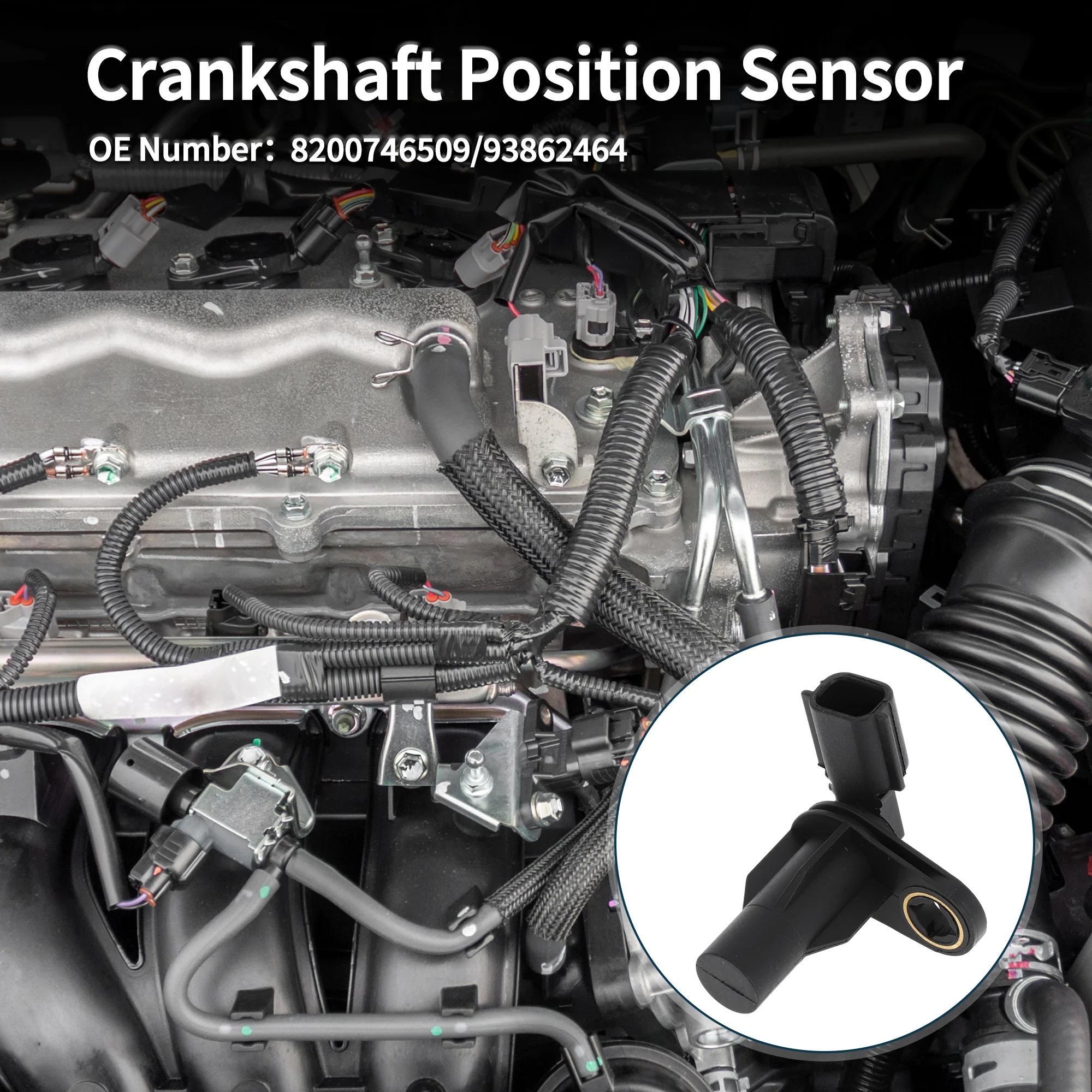 Crankshaft Position Sensor for RENAULT Laguna 2.0 GT 08-15 Sturdy No.8200746509 Engine Crank CKP Sensor Black 1 Pc - Image 3