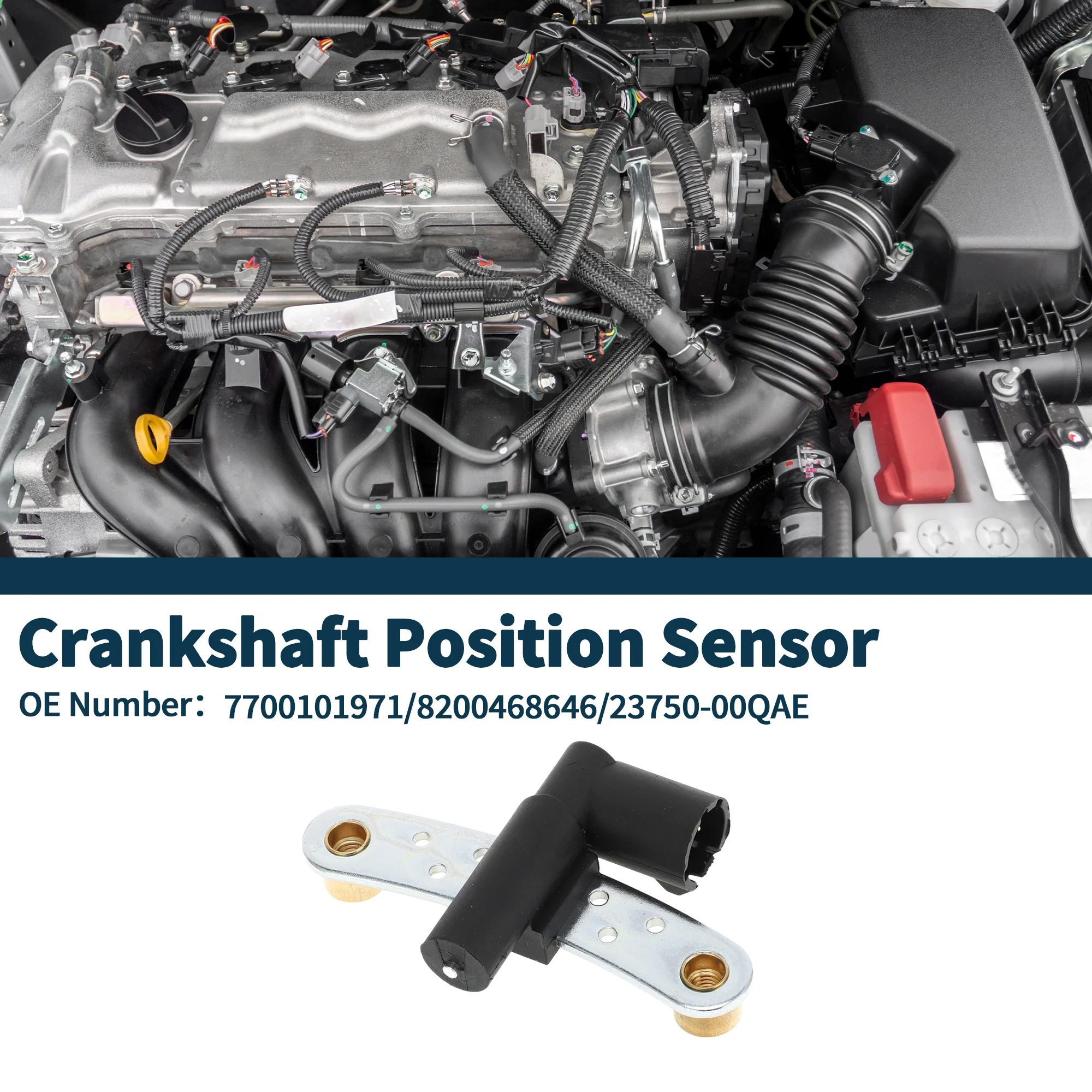 Crankshaft Position Sensor for RENAULT Clio 1.6 1998-2005 Sturdy No.7700101971 Engine Crank CKP Sensor Black 1 Pc - Image 2