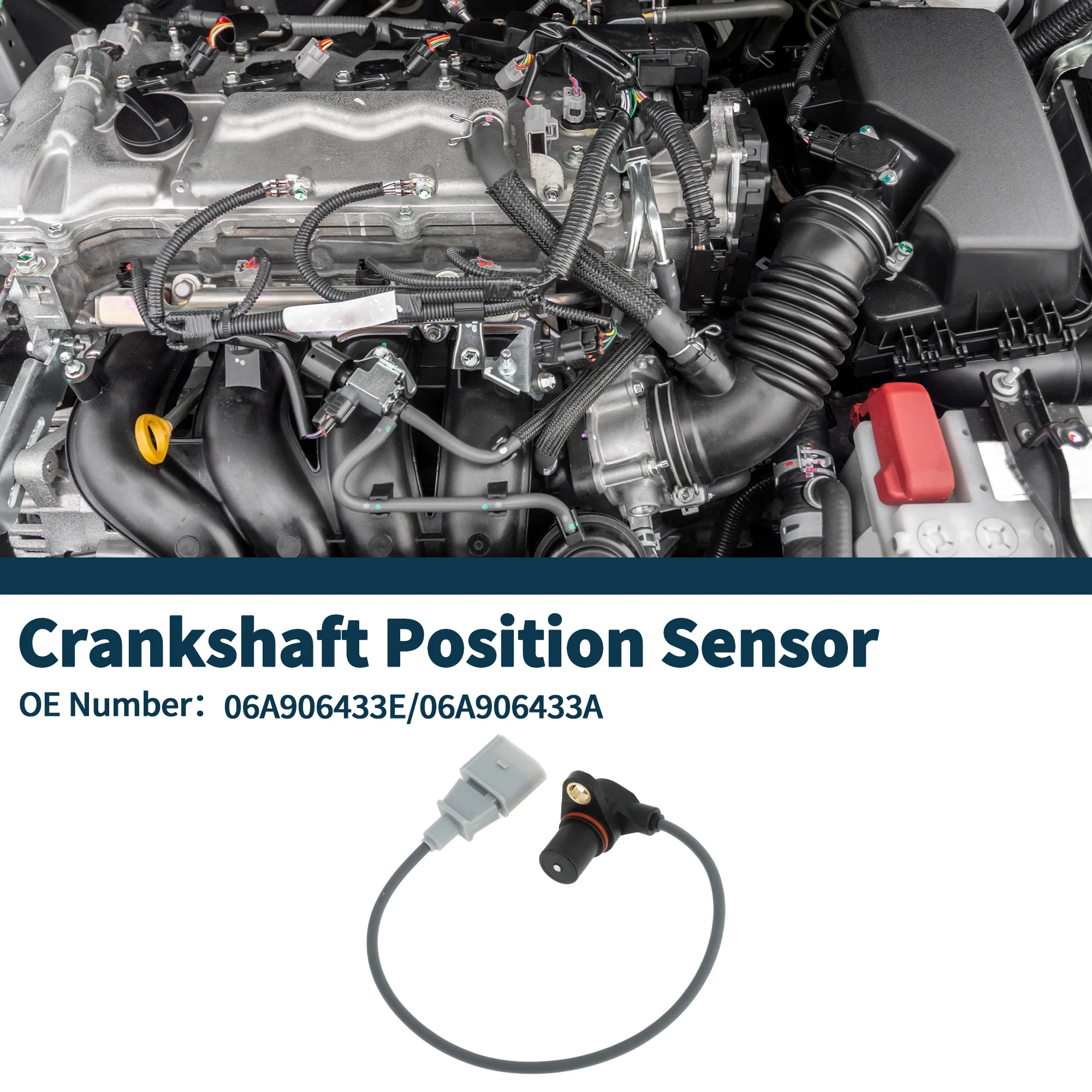 Crankshaft Position Sensor for AUDI A4 B7 2.7 TDI 05-08 Sturdy No.06A906433E Engine Crank CKP Sensor Black Gray 1 Pc - Image 2
