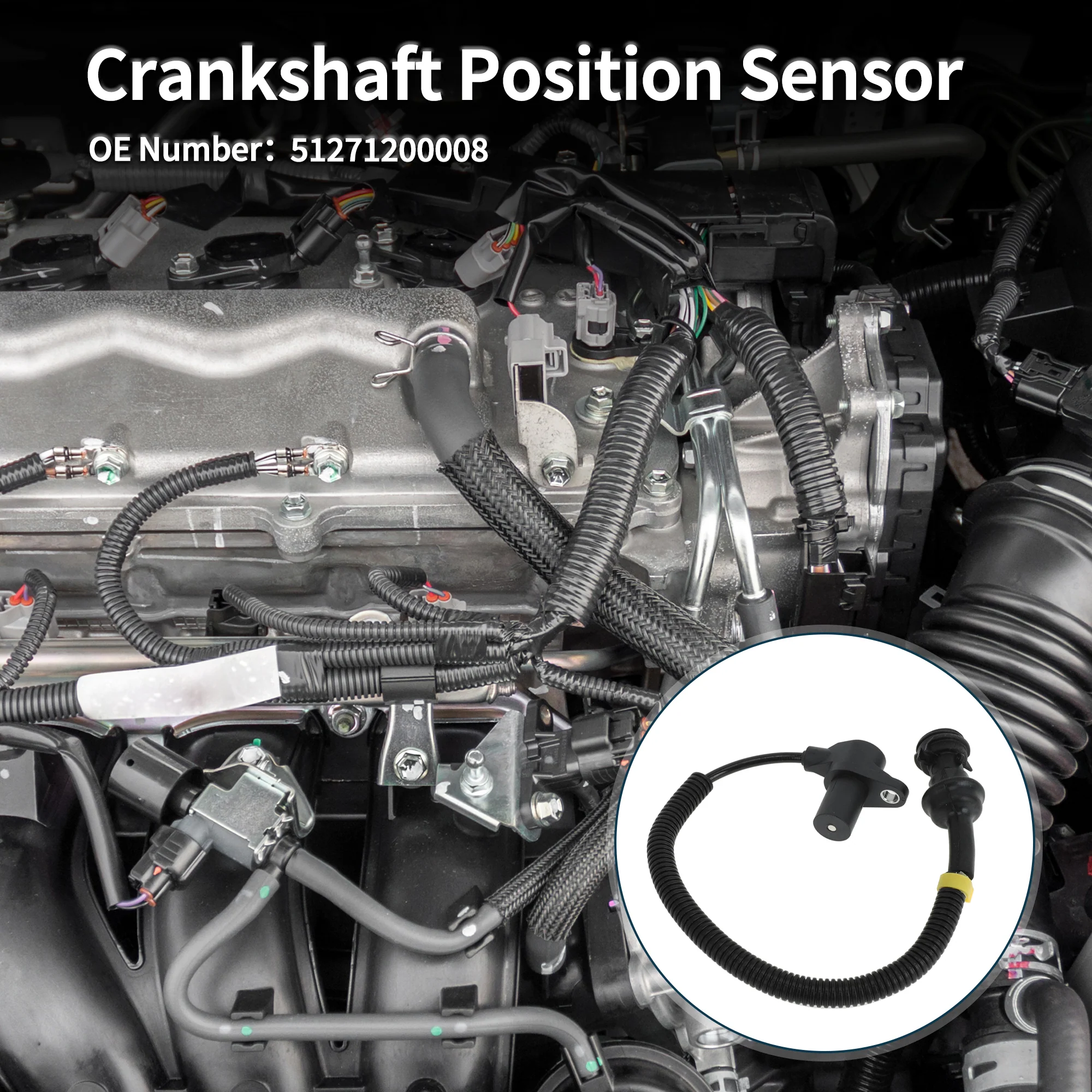 Crankshaft Position Sensor for MAN TGA Sturdy No.51271200008 Engine Crank CKP Sensor Black 1 Pc - Image 2