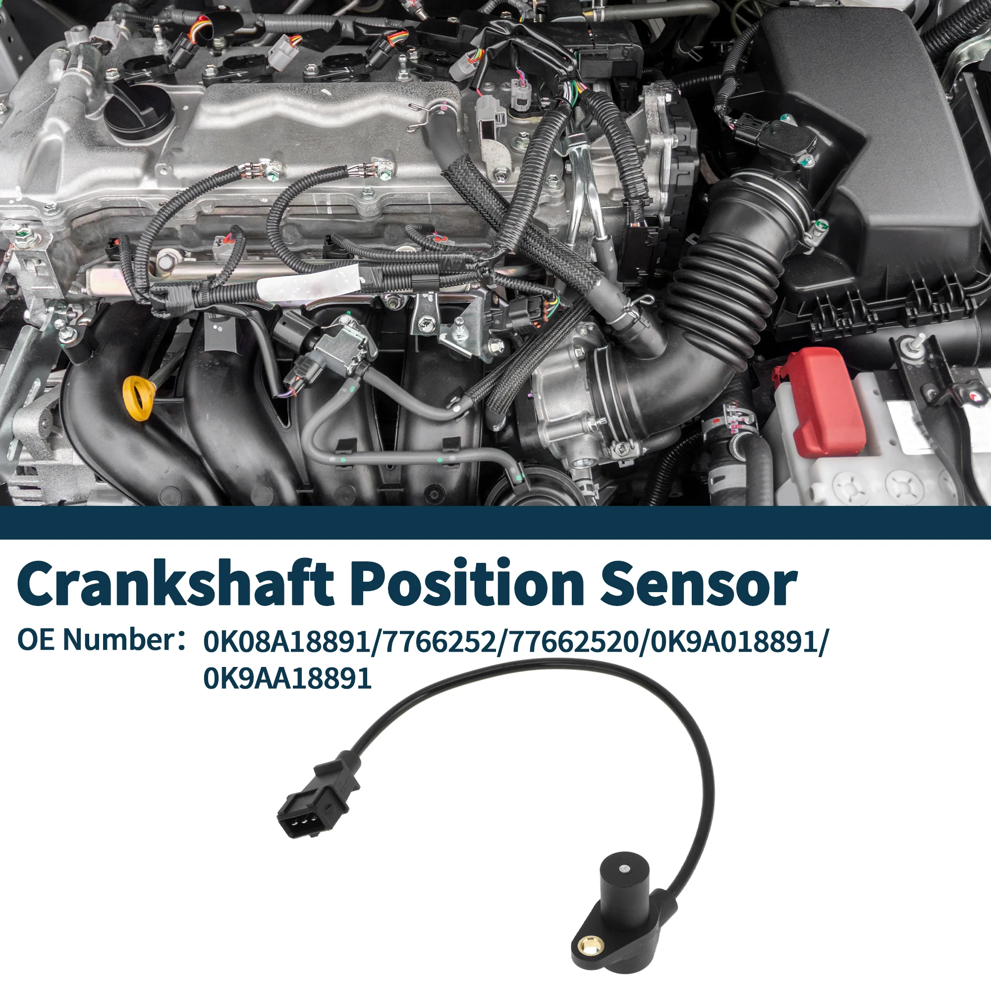 Crankshaft Position Sensor for Kia Sportage 2.0 1995-2001 Sturdy No.0K08A18891 Engine Crank CKP Sensor Black 1 Pc - Image 2
