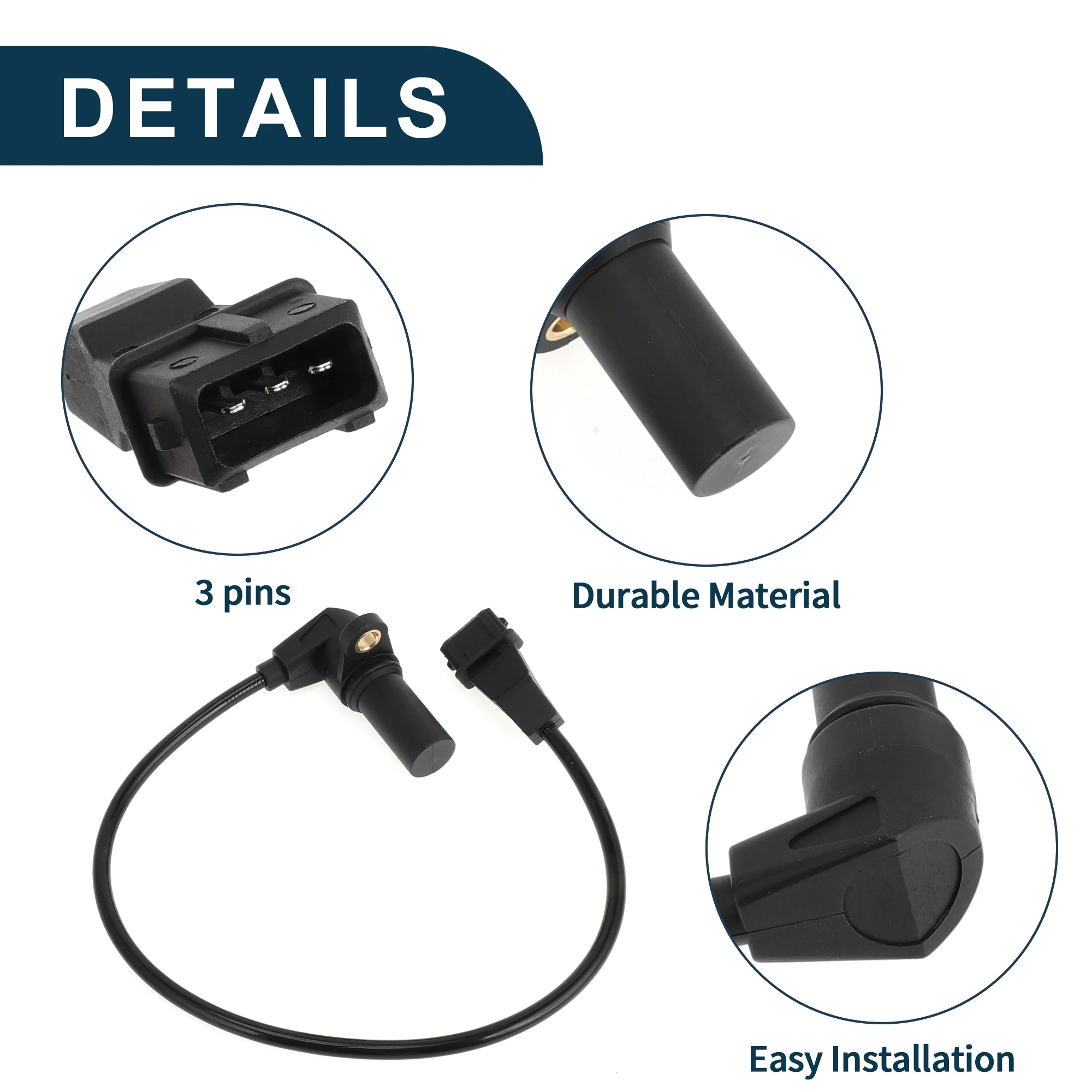 Crankshaft Position Sensor for Chevrolet Aveo 1.6 2004-2008 Sturdy No.25182450 Engine Crank CKP Sensor Black 1 Pc - Image 4