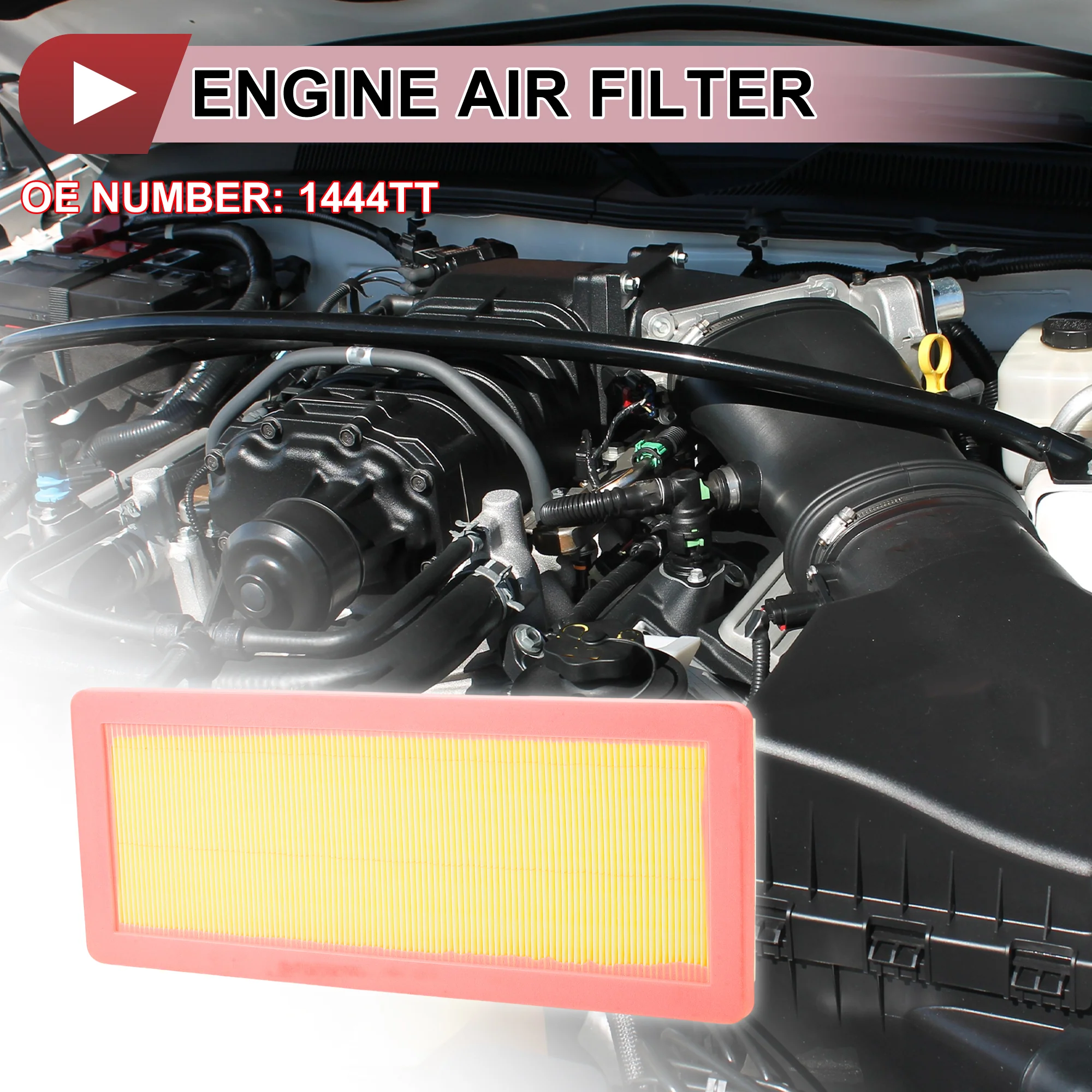 Car Engine Air Filter No.1444TT for Chevrolet C5 3 2009-2019 Long Life Filter Air Cleaner Element 1 Pc - Image 2