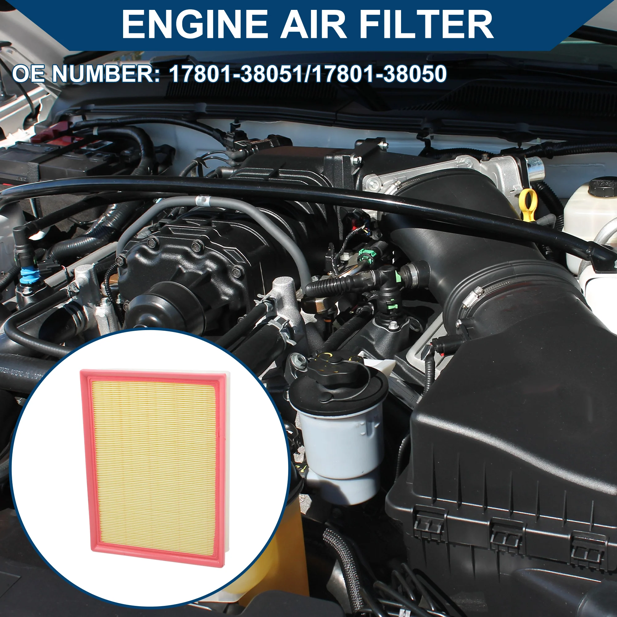Car Engine Air Filter No.17801-38051/17801-38050 for Toyota 4Runner 4.0L 2010-2024 Long Life Filter Element Air Cleaner 1 Pcs - Image 2
