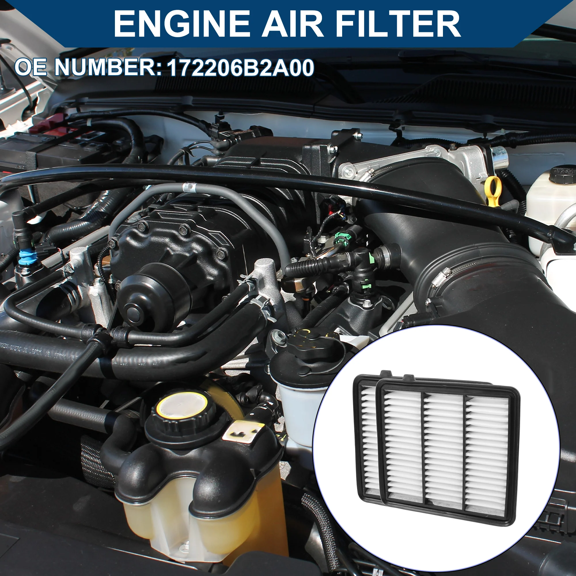 Car Engine Air Filter No.172206B2A00 for Honda Accord 2.0L 2018-2022 Long Life Filter Element Air Cleaner 2 Pcs - Image 2