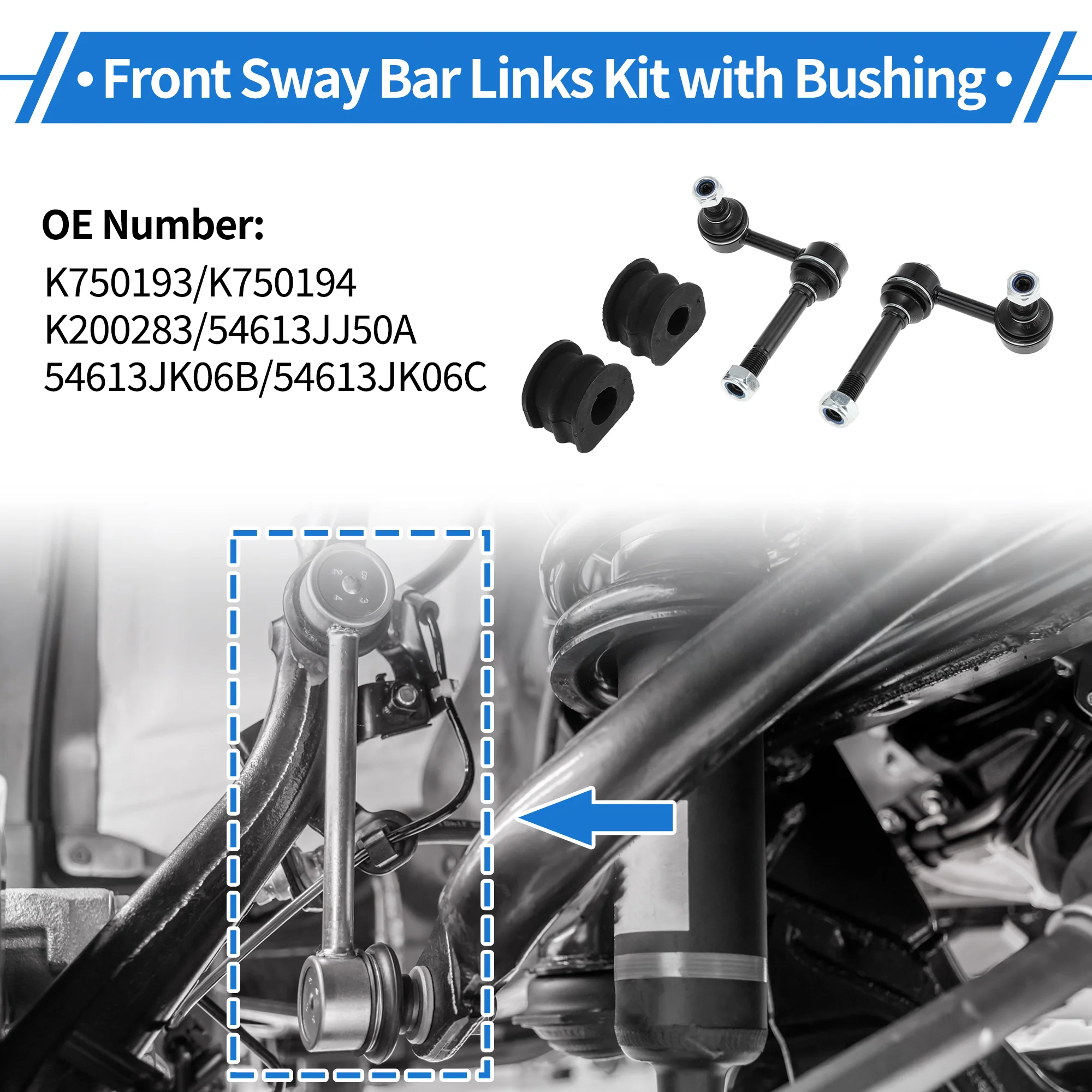 Front Stabilizer Bar Links with 2 Pcs Bushing for Nissan 370Z 2009-2019 for INFINITI G25 RWD Sway Bar Link Kits No.K750193/K750194/K200283 1 Set - Image 2