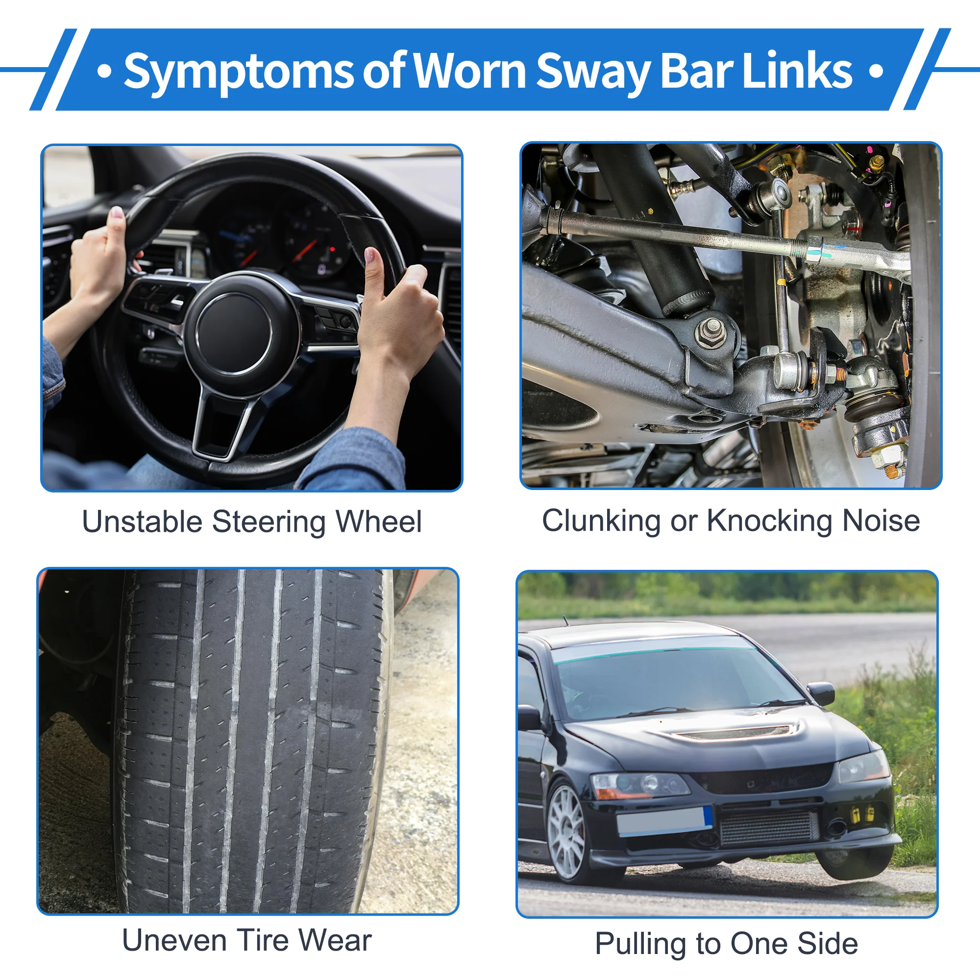 Front Stabilizer Bar Links with 2 Pcs Bushing for Hyundai Sonata 2009-2010 Sway Bar Link Kits No.K80949 1 Set - Image 5