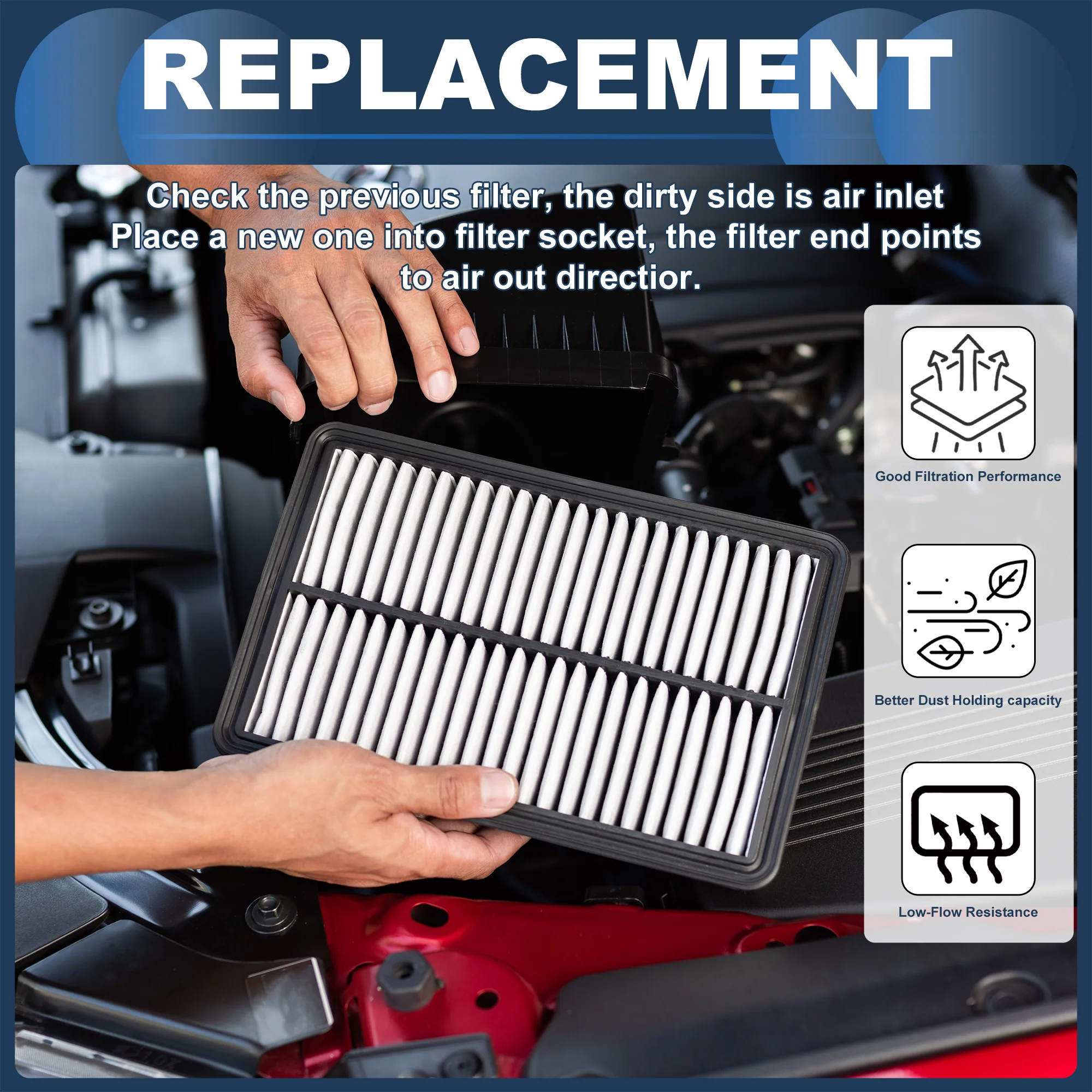 Engine Air Filter Engine Air Filter No.17220RL5A00 for Acura TSX 2.4L 2009-2014 Long Life - Image 7
