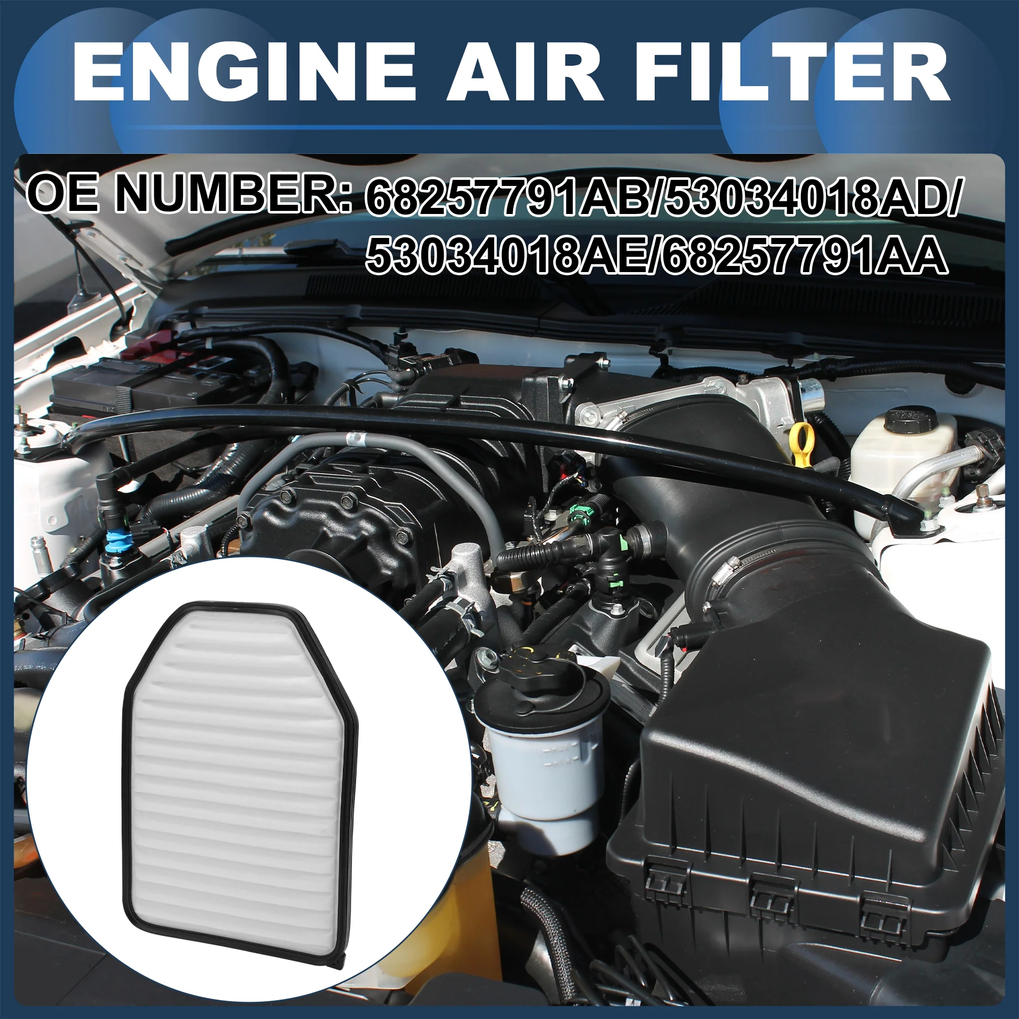 Engine Air Filter Engine Air Filter No.68257791AB/53034018AD for Jeep Wrangler 3.6L 3.8L 2007-2017 Long Life - Image 3