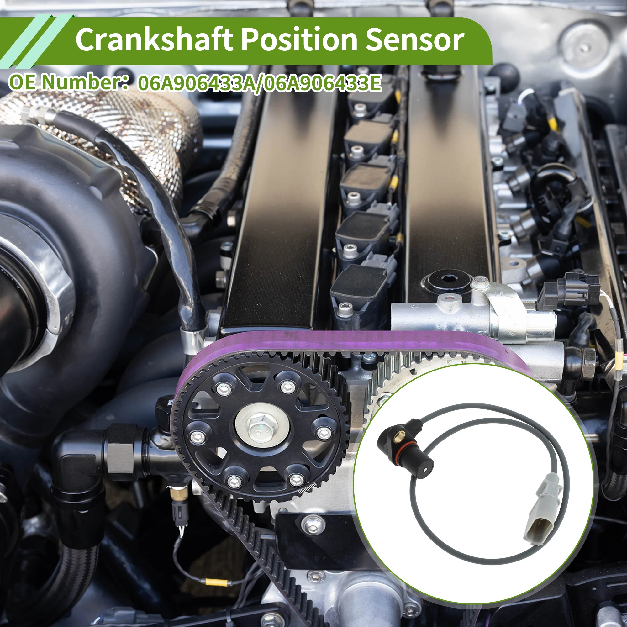 No.06A906433A Crankshaft Position Sensor for VW CC 3.6L 2009-2011 Sturdy Black Gray Engine Crank CKP Sensor Metal Plastic 1 Pc - Image 3