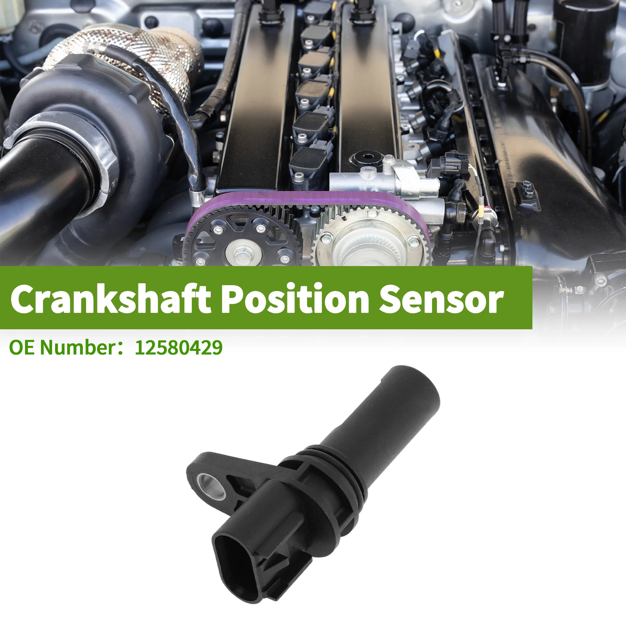 No.12580429 Crankshaft Position Sensor for Cadillac STS 4.6L LH2 07-10 Sturdy Black Engine Crank CKP Sensor Metal Plastic 1 Pc - Image 2