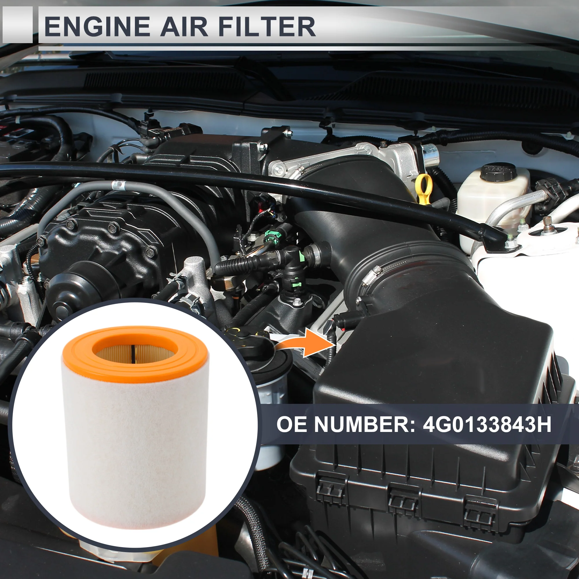 Car Engine Air Filter No.4G0133843K for Audi A6 2.0L 2012-2018 Long Life Filter Air Cleaner Element 1 Pcs - Image 3