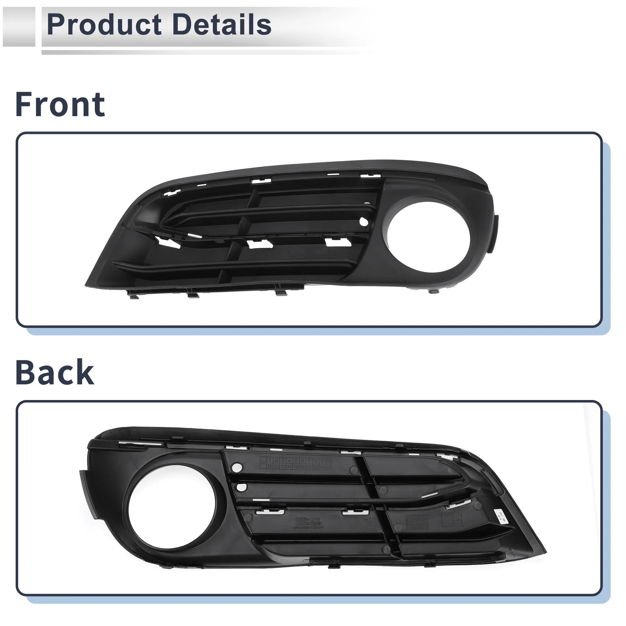 Front Left Fog Light Grill for BMW 5 Series 2014-2017 Front Lower Bumper Fog Light Cover Inserts No.51117417785 ABS 1 Pc - Image 5