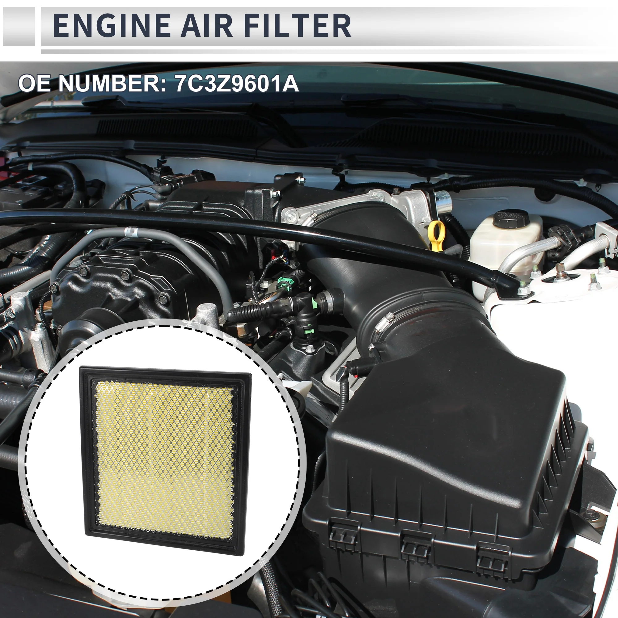 Car Engine Air Filter No.7C3Z9601A for Ford F-150 2009-2024 Long Life Filter Air Cleaner Element 1 Pc - Image 2
