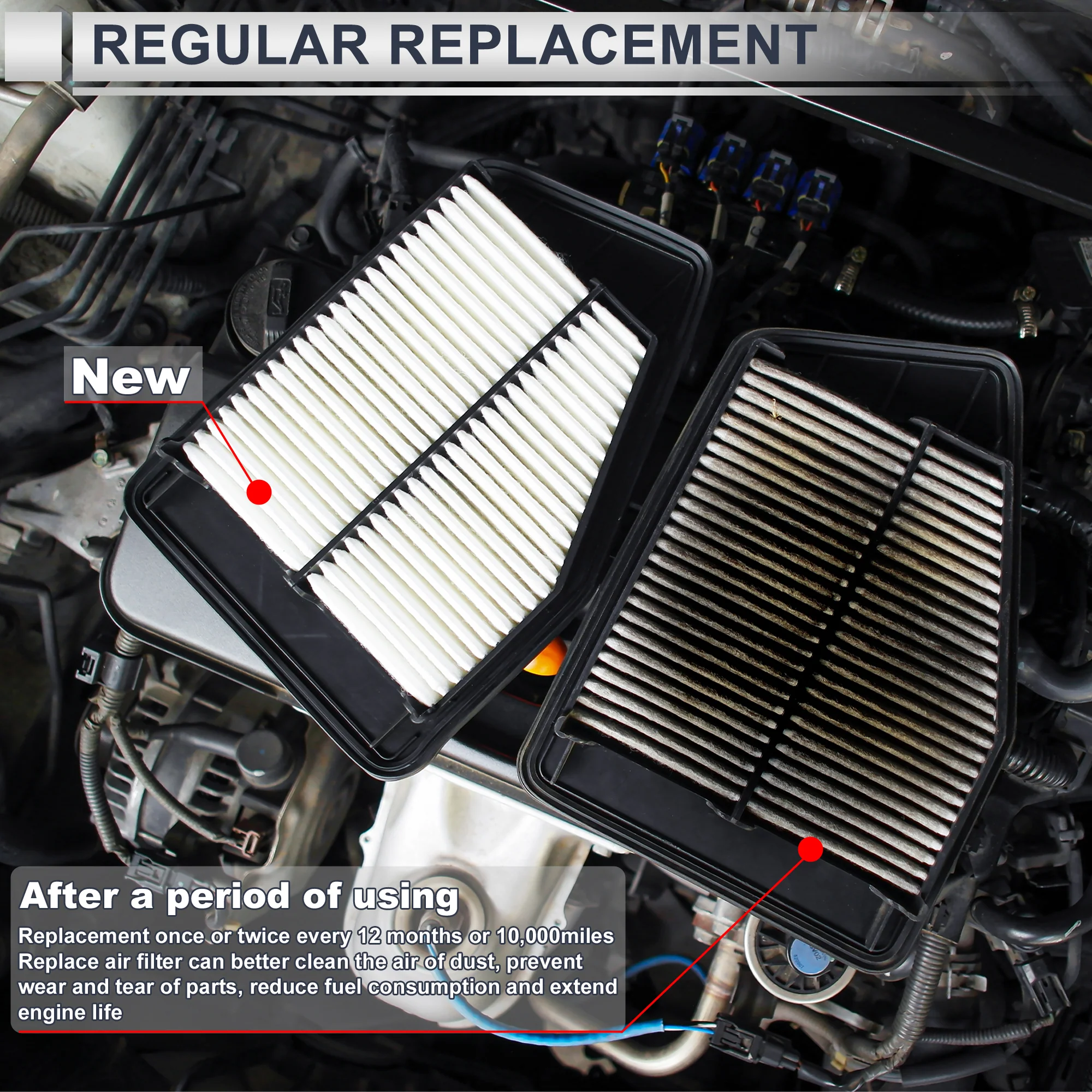 Car Engine Air Filter No.22676970 for Chevrolet Equinox 3.4L 3.6L 2005-2009 Long Life Filter Air Cleaner Element 1 Pc - Image 4