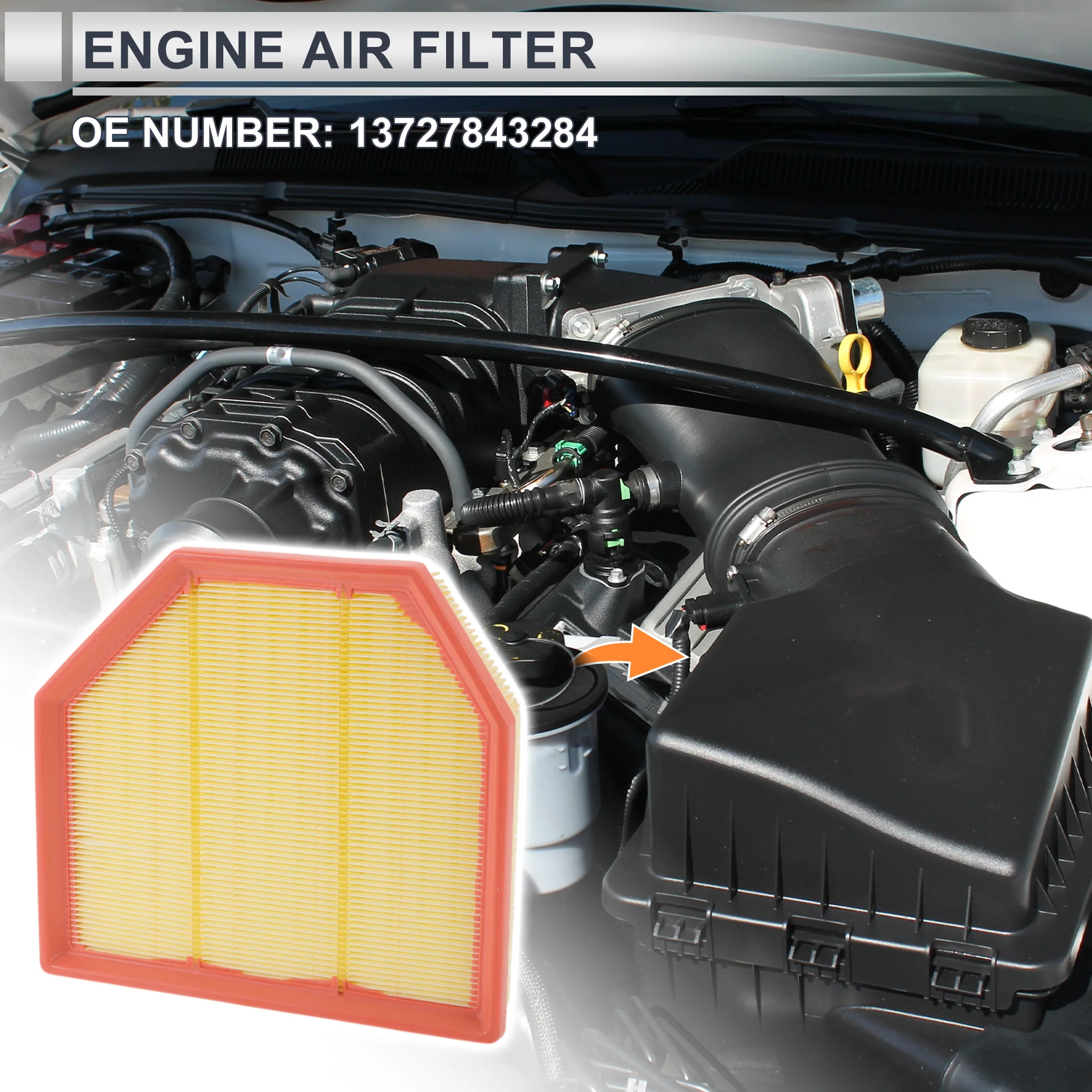 Car Engine Air Filter No.13727843284 for BMW M2 3.0L 2019-2021 Long Life Filter Air Cleaner Element 1 Pcs - Image 2