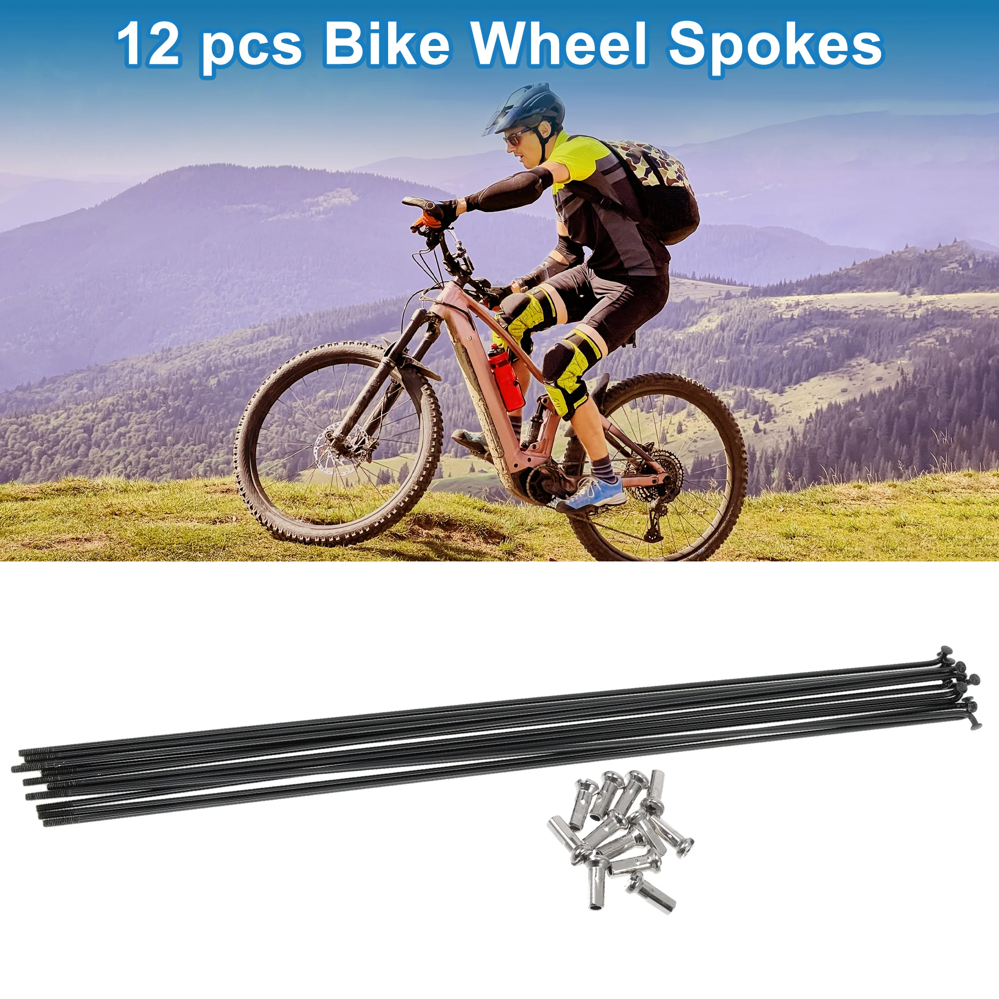 Bicycle Spokes 14G 287mm Length Bike Wheel Spokes 304 Stainless Steel Black 1 Set - Image 2