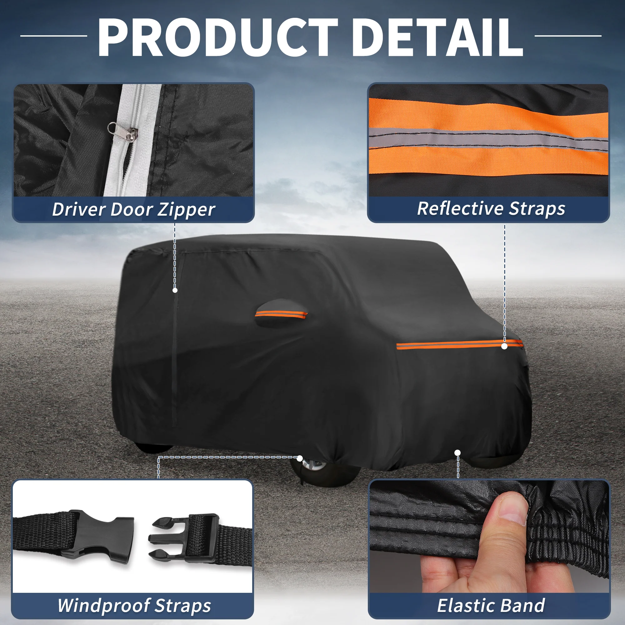 Car Cover for Mazda Flair Wagon Aluminum Film,Cotton Outdoor Full Car Cover All Weather Waterproof Windproof Sun Protection with Driver Zipper - Image 6