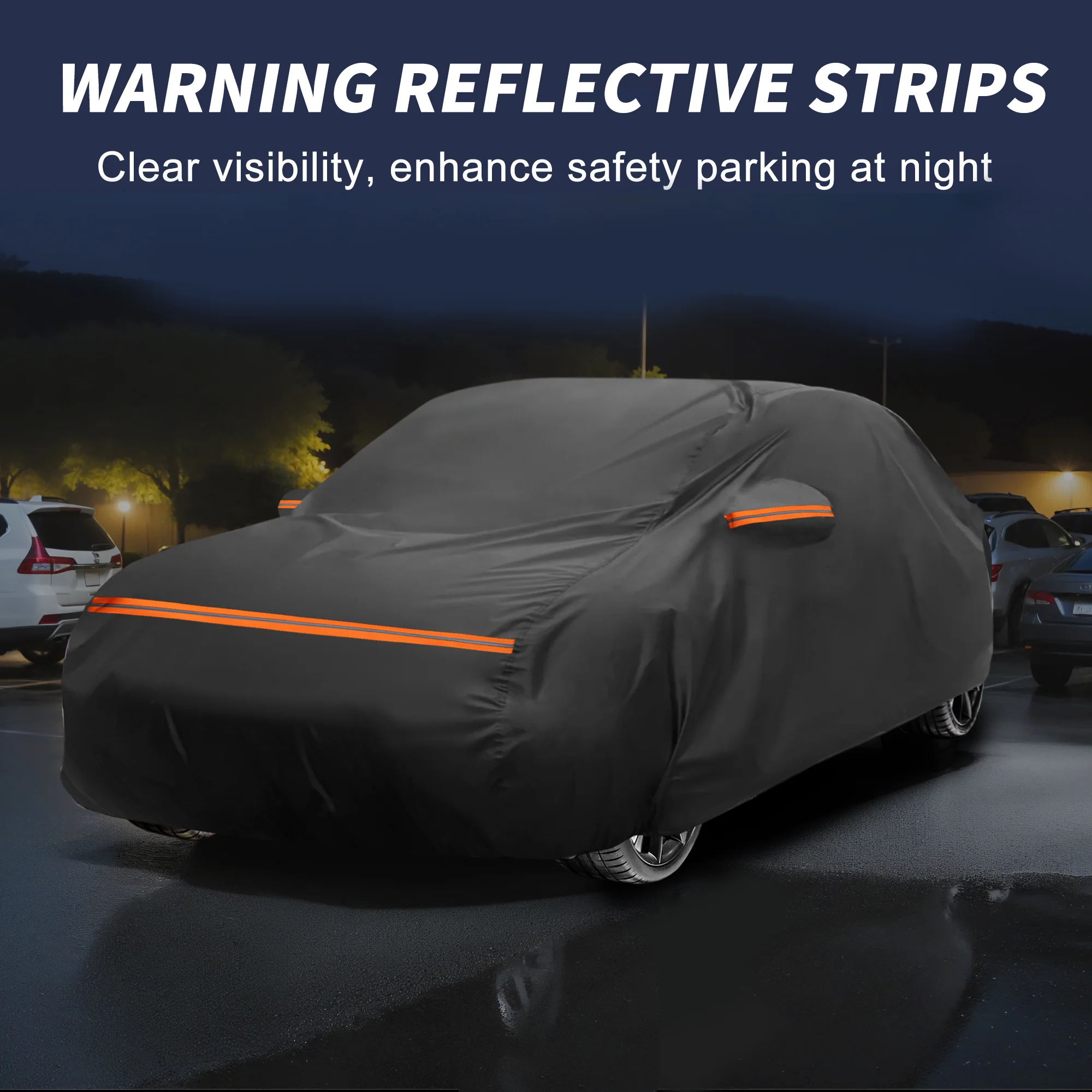 Car Cover for Honda Fit Aluminum Film,Cotton Outdoor Full Car Cover All Weather Waterproof Windproof Sun Protection with Driver Door Zipper - Image 5