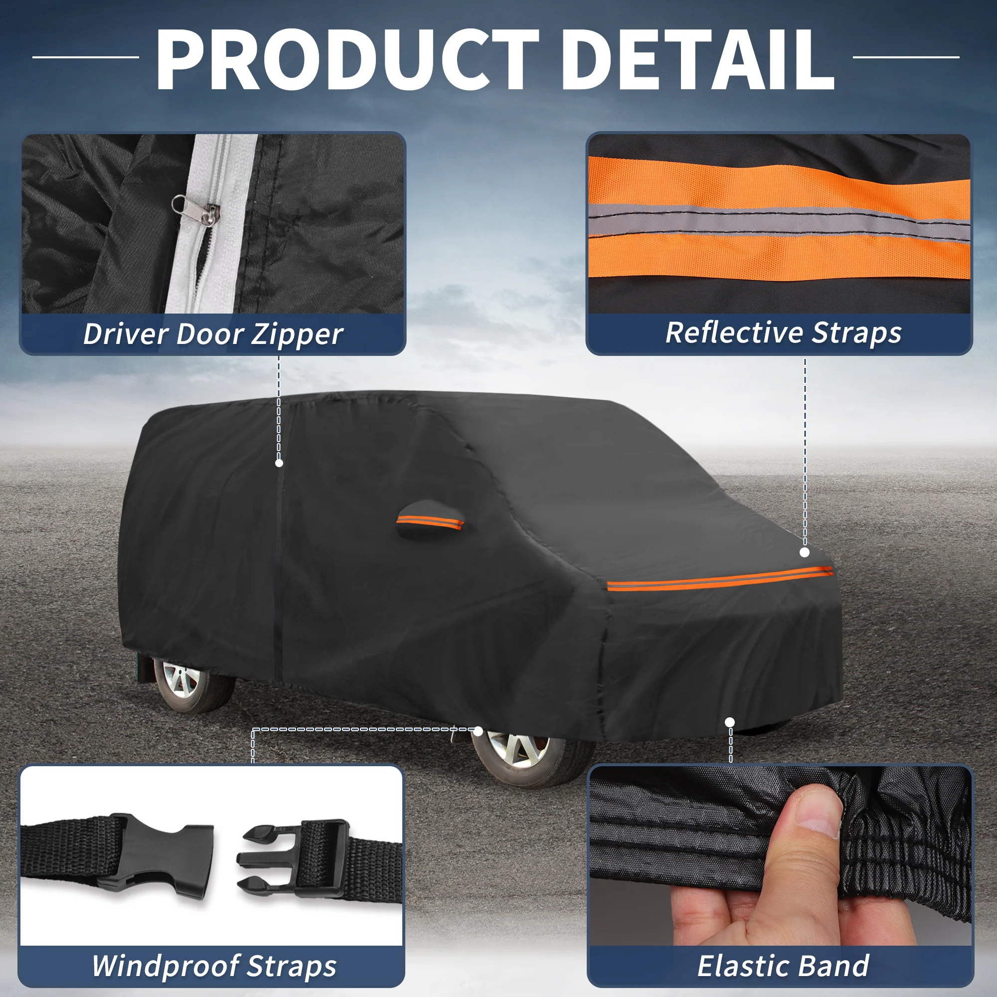 Waterproof Aluminum Film,Cotton for Toyota Voxy with Reflective Warning Bar - Image 6