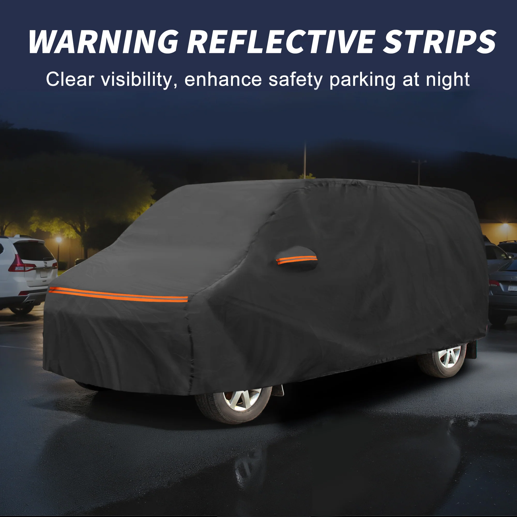 Car Cover for Toyota Alphard Aluminum Film,Cotton Outdoor Full Car Cover All Weather Waterproof Windproof Sun Protection with Driver Door Zipper - Image 5