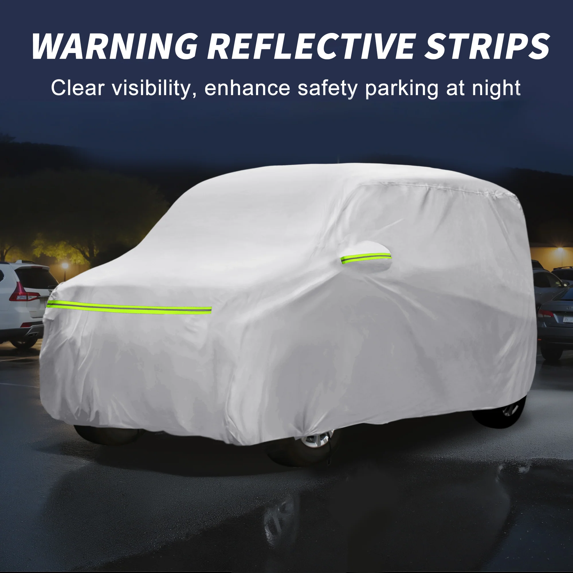 Car Cover for Suzuki Every Wagon Aluminum Film,Cotton Outdoor Full Car Cover All Weather Waterproof Windproof Sun Protection with Driver Door Zipper - Image 5