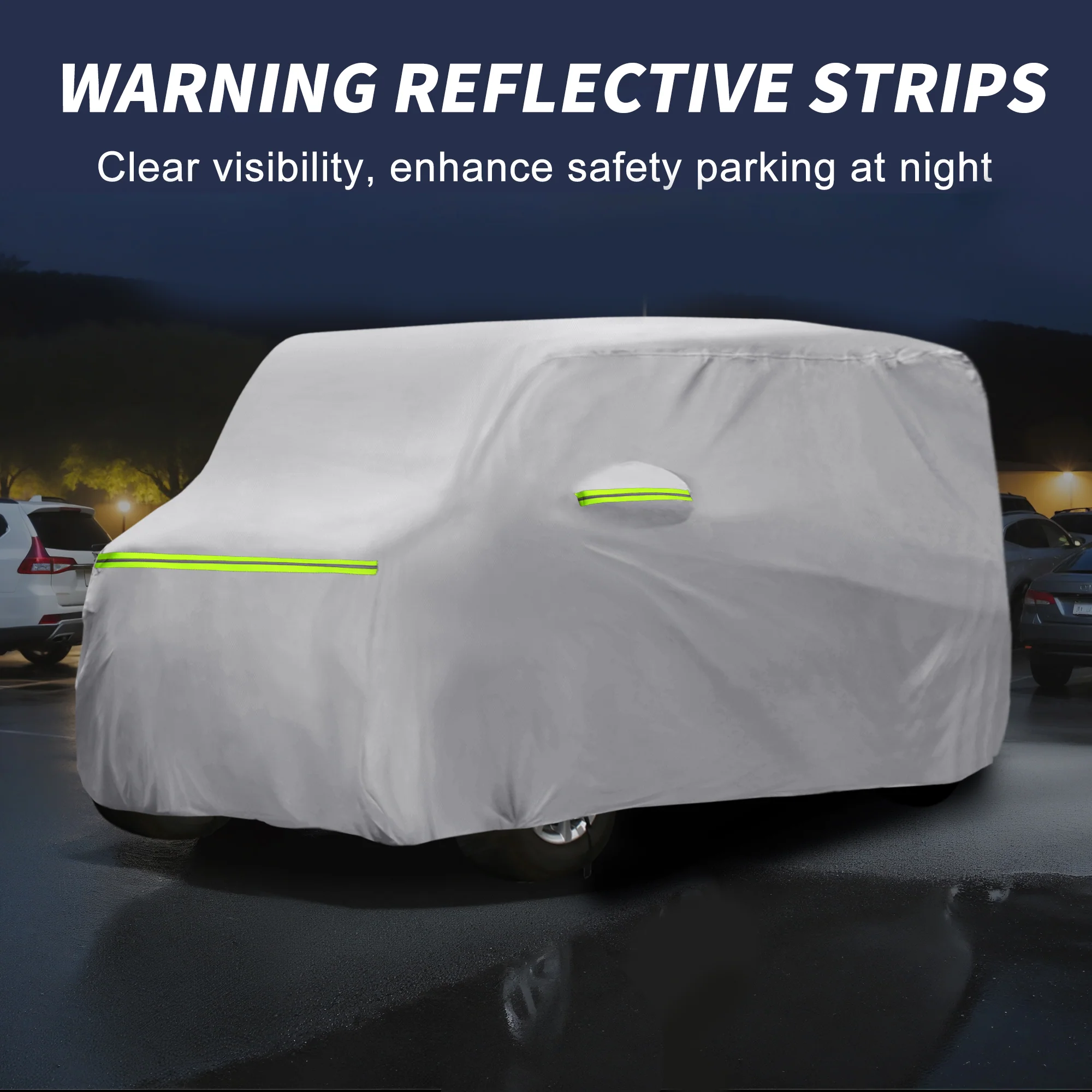 Car Cover for Mazda Flair Wagon Aluminum Film,Cotton Outdoor Full Car Cover All Weather Waterproof Windproof Sun Protection with Driver Door Zipper - Image 5