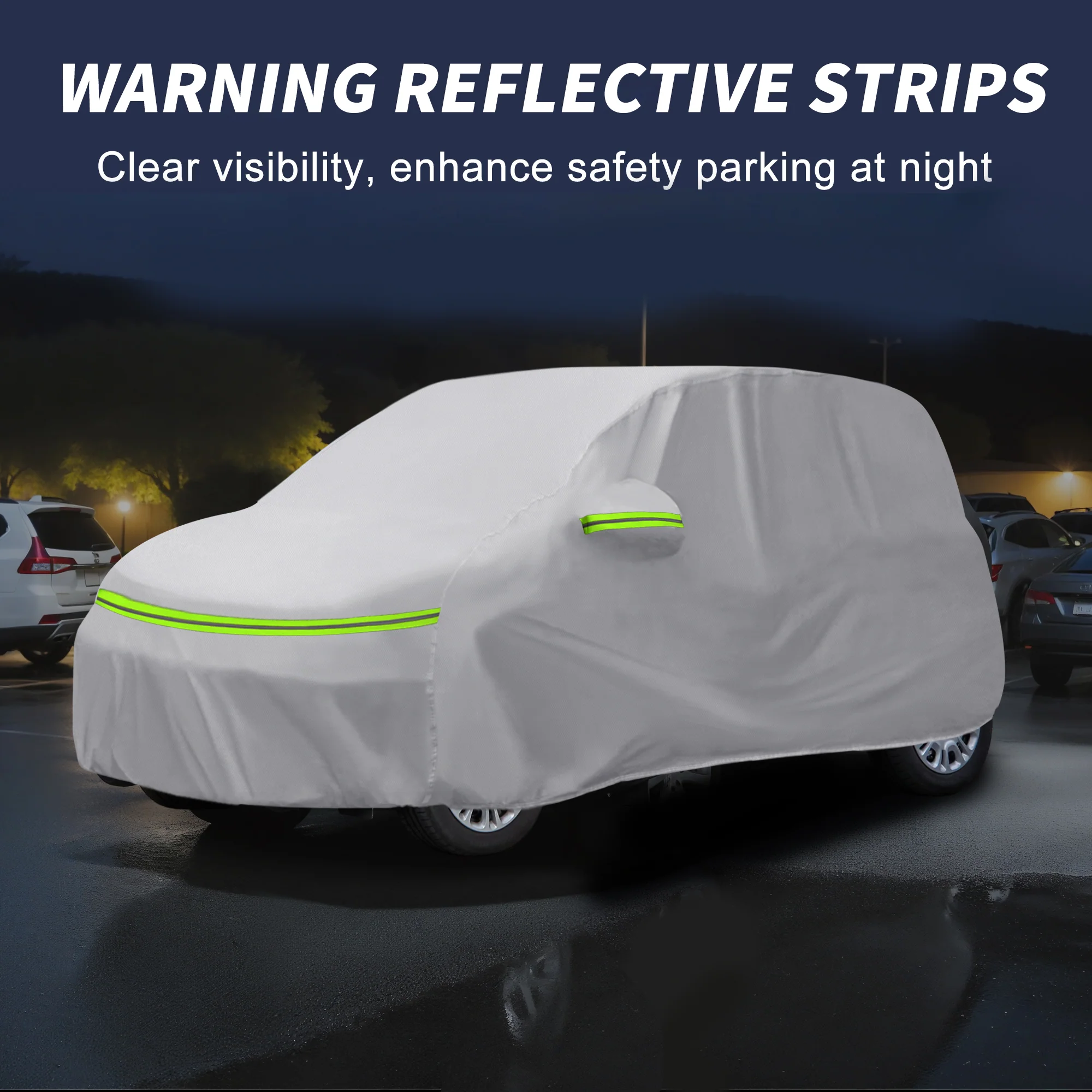 Car Cover for Honda Freed Aluminum Film,Cotton Outdoor Full Car Cover All Weather Waterproof Windproof Sun Protection with Driver Door Zipper - Image 5