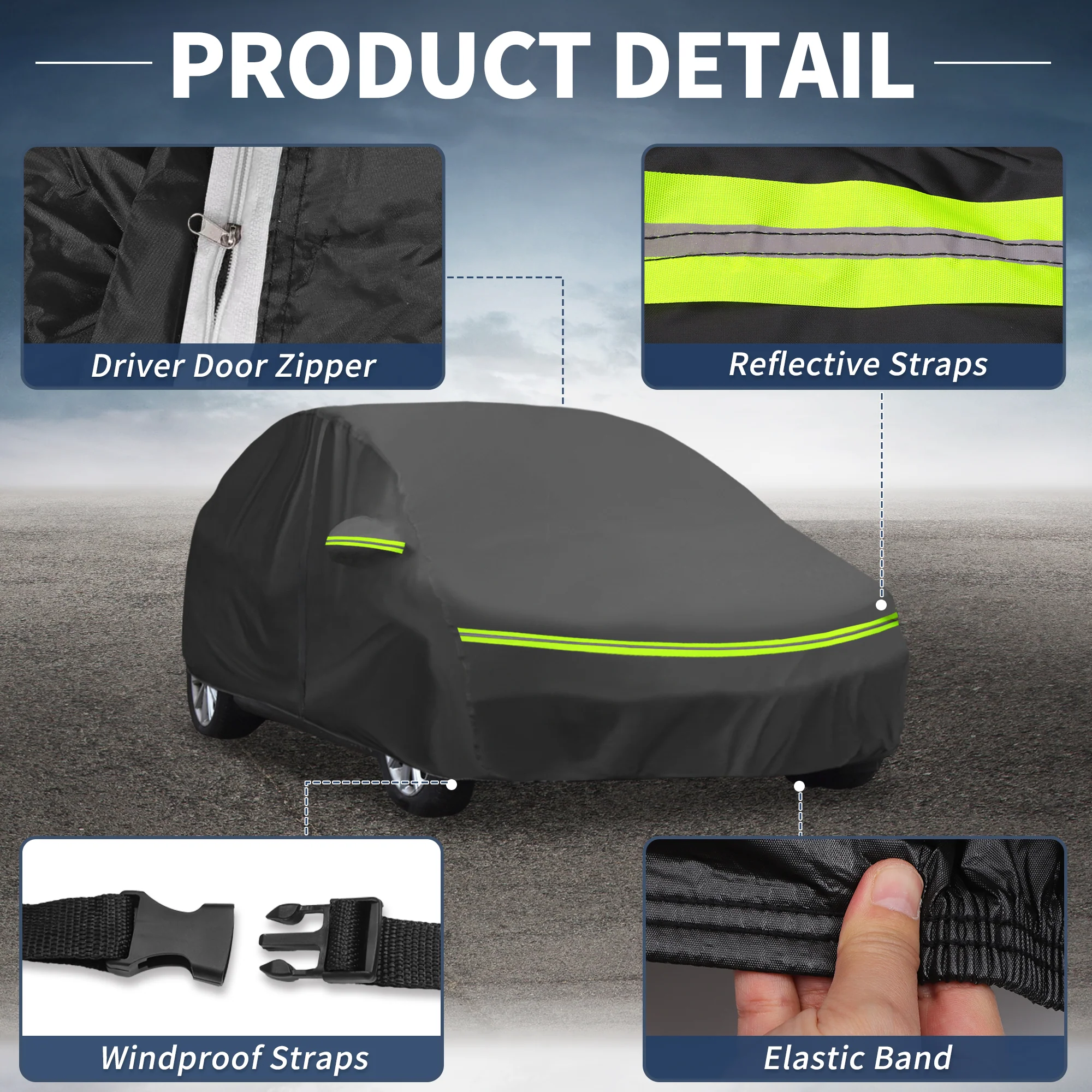 Waterproof 240D-PU Car Cover for Skoda Fabia 2014-2024 with Zipper - Image 6