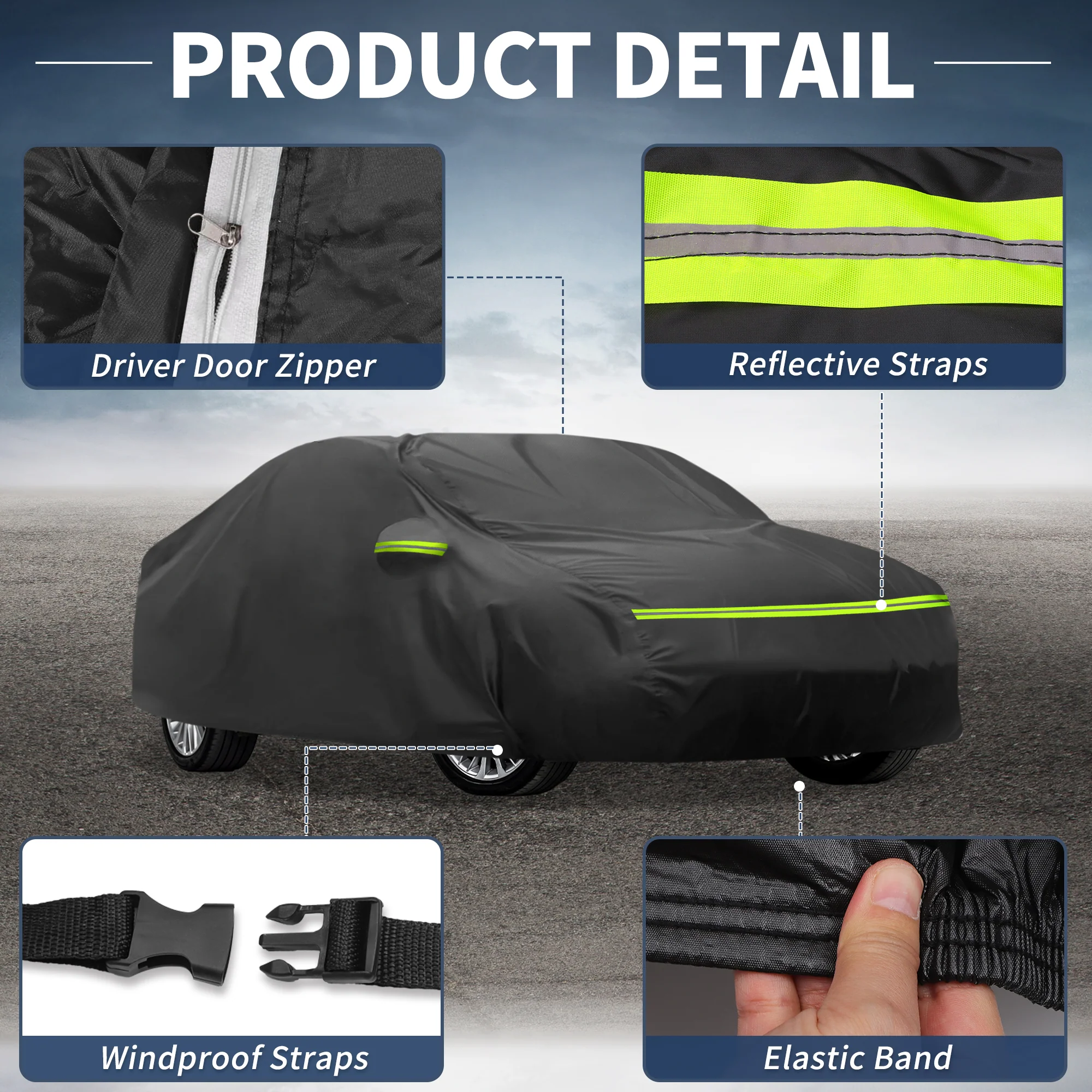 Waterproof 210D-PU Car Cover for Skoda Superb II/III 2008-2024 with Zipper - Image 6