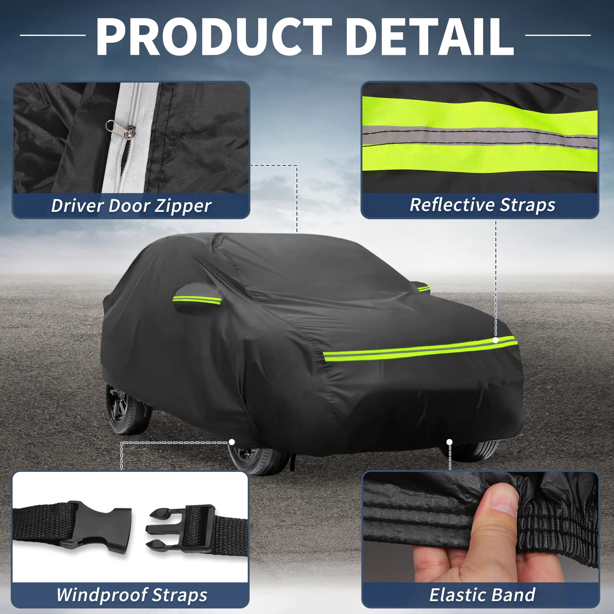 Waterproof 243D-PU Car Cover for Volkswagen T-Cross 2018-2024 with Zipper - Image 6