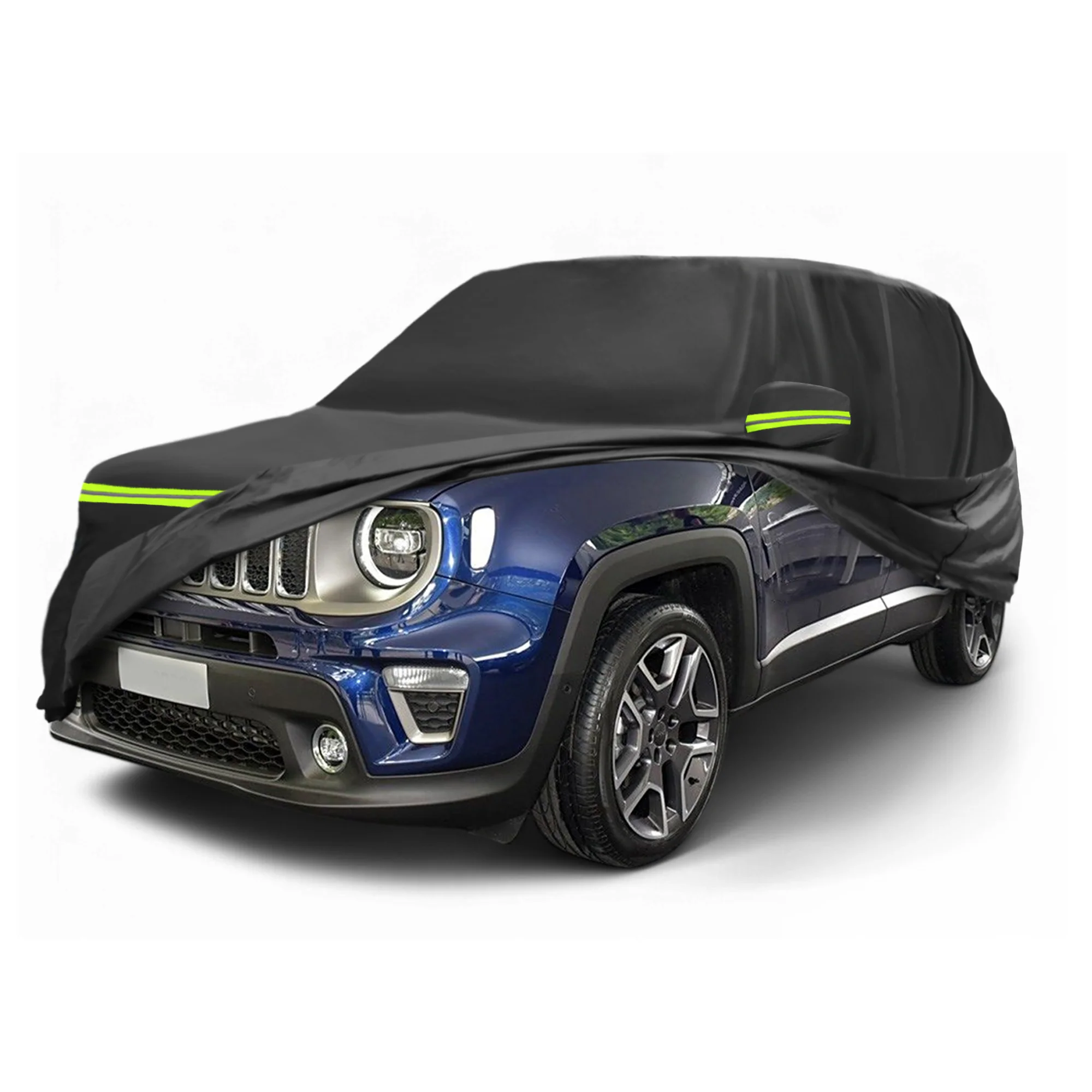 Car Cover for Jeep Renegade 2014-2019 210D-PU Outdoor Full Car Cover All Weather Waterproof Windproof Sun Rain Snow Protection with Driver Door Zipper