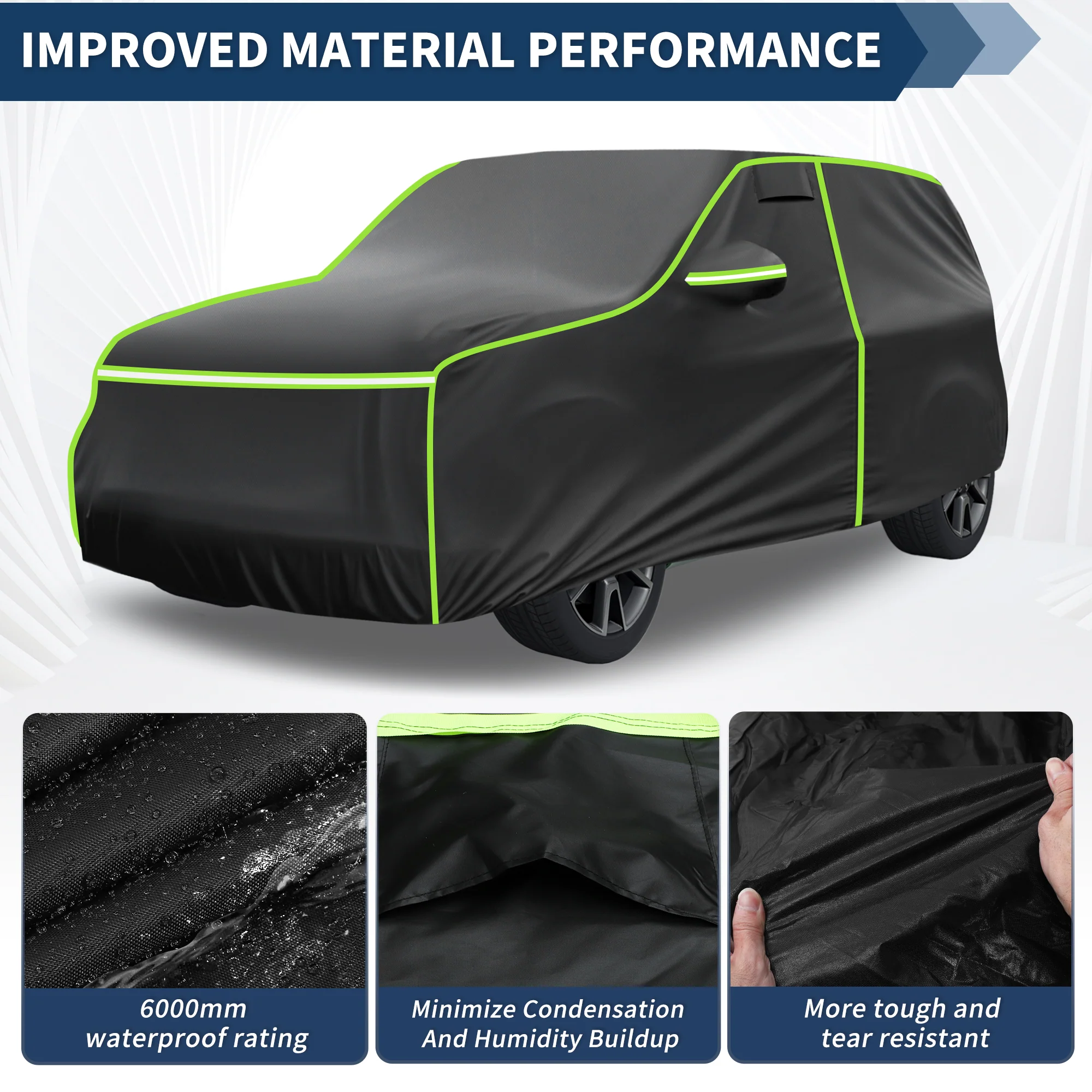 Car Cover Waterproof All Weather for Kia Soul Black - Image 3