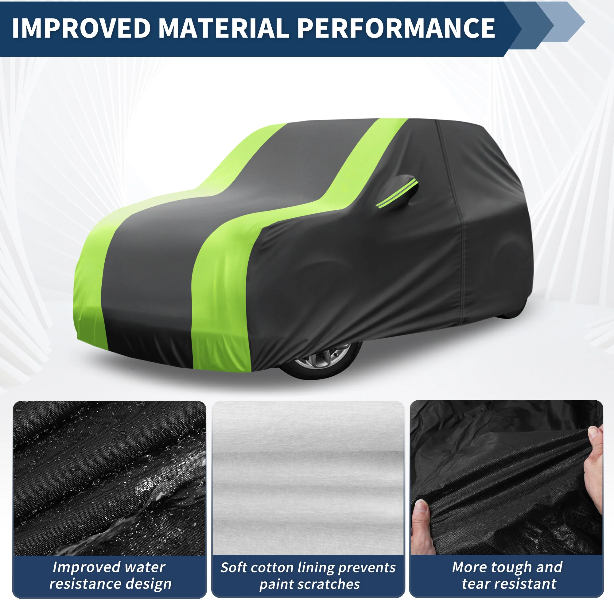Car Cover Waterproof All Weather for Kia Soul Black Green Aluminum Film Cotton - Image 3