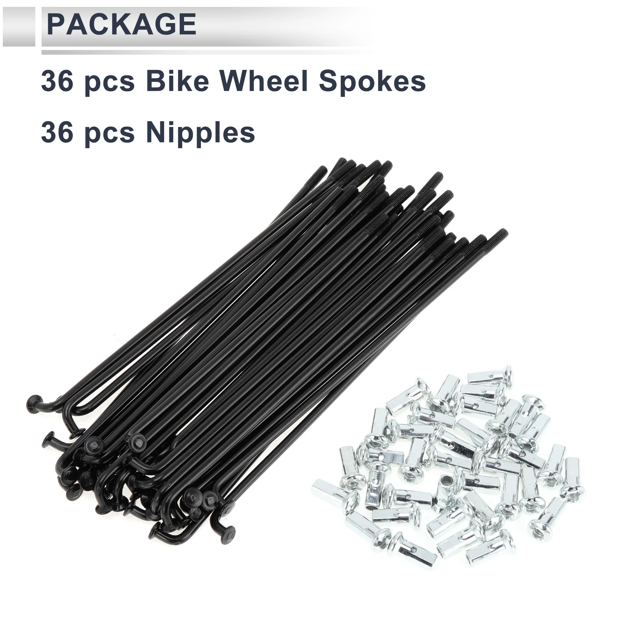 1 Set 12G 121mm Length Bicycle Spokes Nipple Carbon Steel Black Universal - Image 4