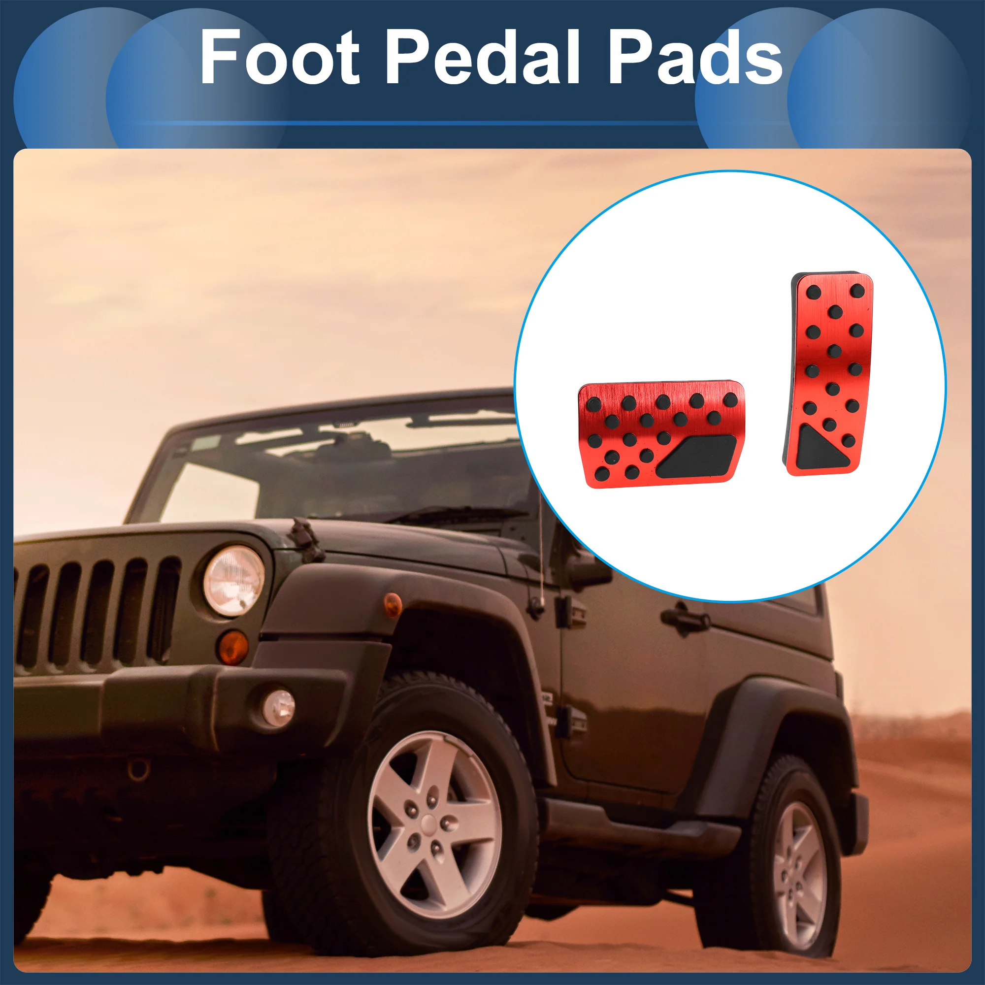1 Set Automatic Foot Pedal Pads Foot Accelerator Pedal Covers for Jeep Wrangler 2018-2024 Aluminum Alloy Red - Image 3