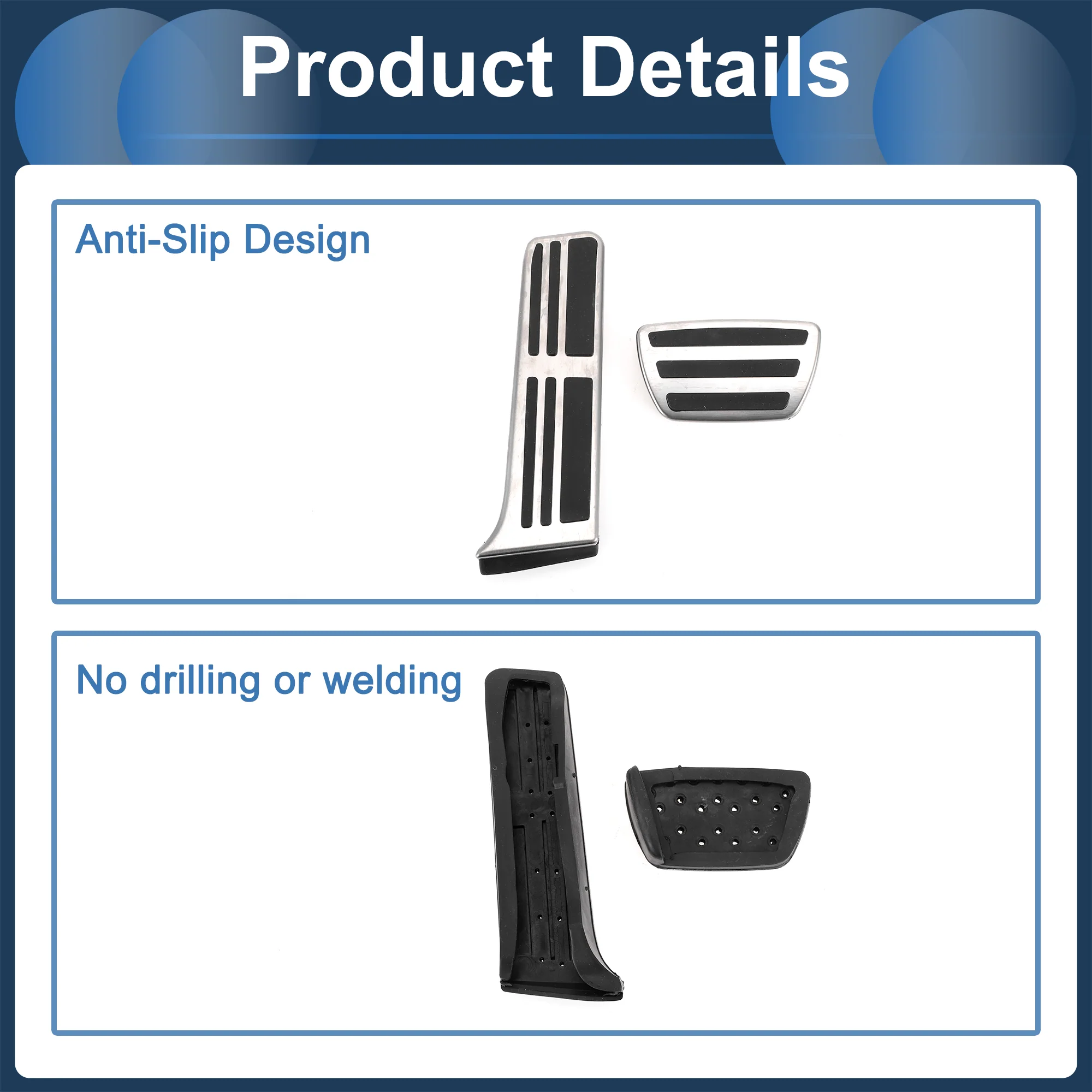 1 Set Automatic Foot Pedal Pads Foot Accelerator Pedal Covers for Toyota Camry 2018-2022 Aluminum Alloy Silver Tone - Image 7