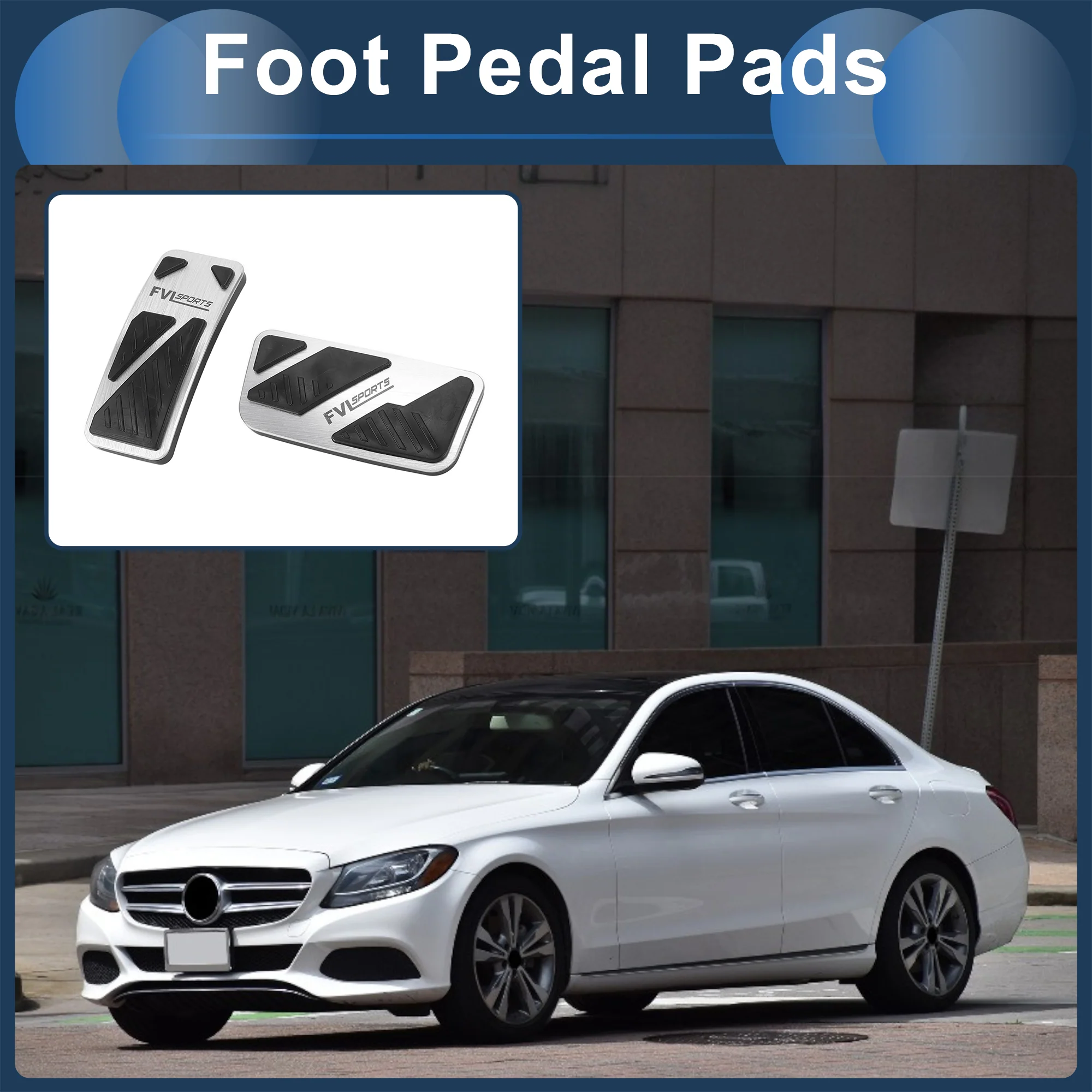 1 Set Automatic Foot Pedal Pads Foot Accelerator Pedal Covers for Ford for Ranger 2024 Aluminum Alloy Silver Tone - Image 2