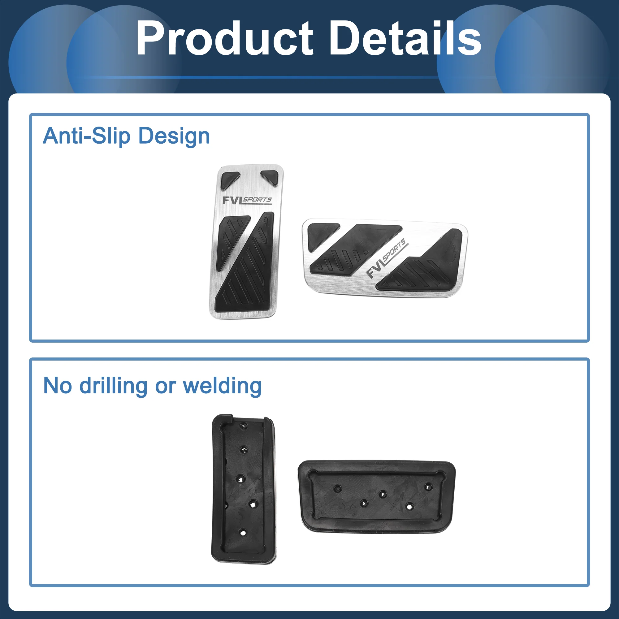 1 Set Automatic Foot Pedal Pads Foot Accelerator Pedal Covers for Ford for Ranger 2024 Aluminum Alloy Silver Tone - Image 7