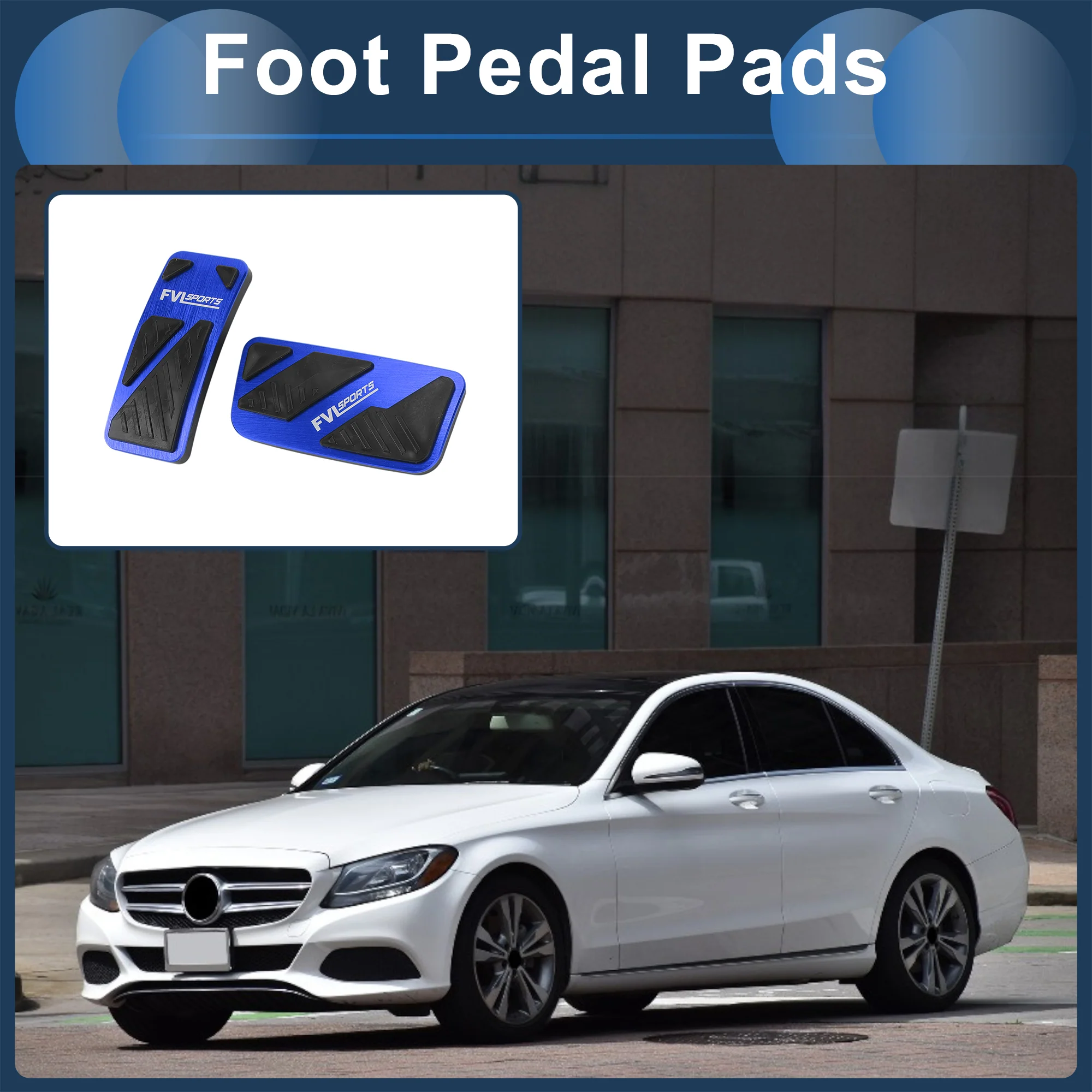 1 Set Automatic Foot Pedal Pads Foot Accelerator Pedal Covers for Ford for Ranger 2024 Aluminum Alloy Blue - Image 2